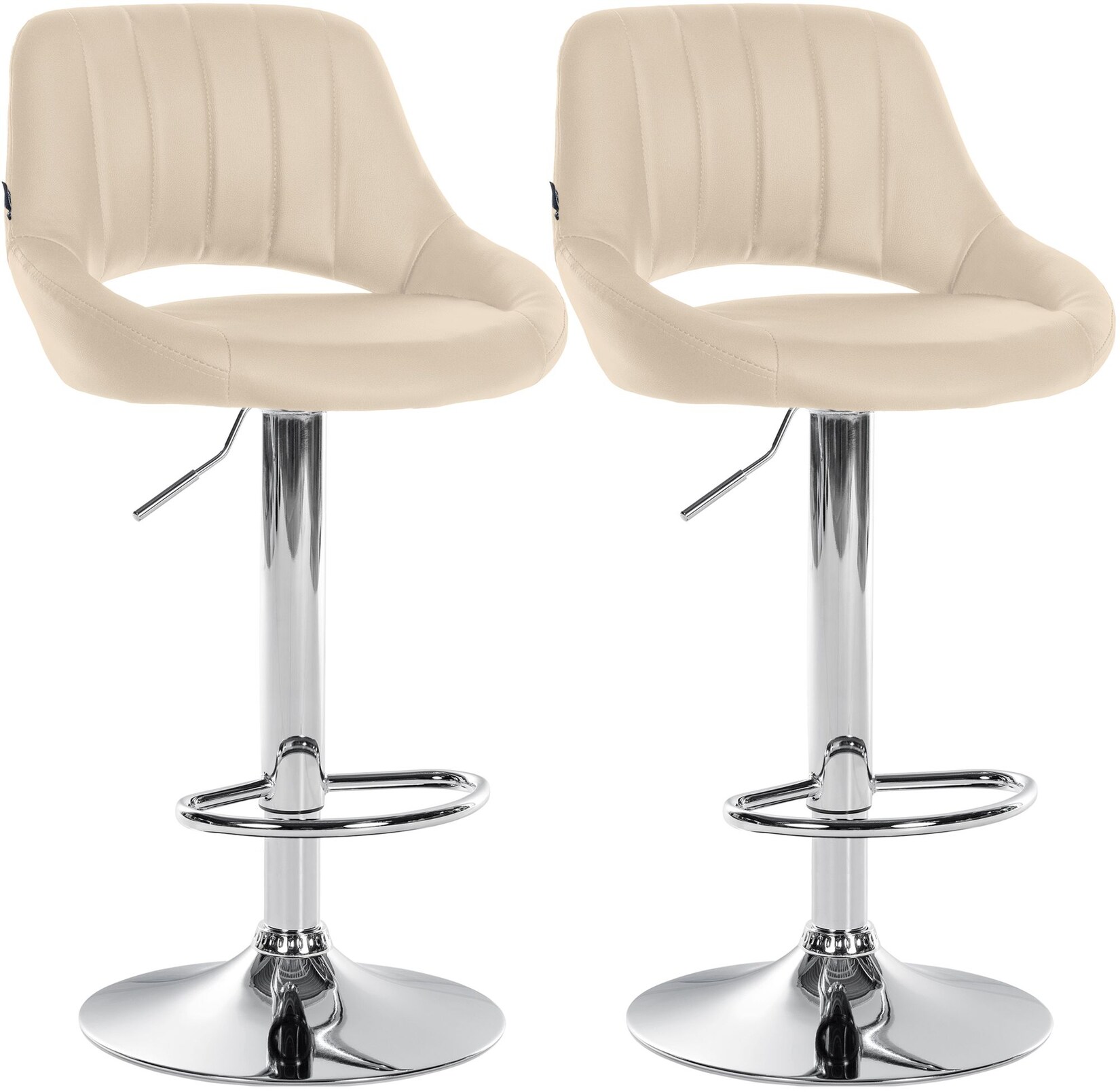 CLP Barhocker 2er Set höhenverstellbar mit Lehne Milet, Barstühle gepolstert Kunstleder, mit Metallgestellen drehbar,