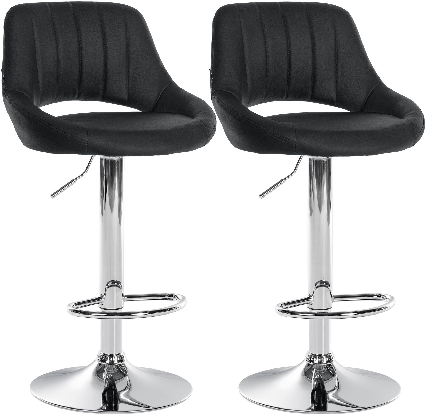 CLP Barhocker 2er Set höhenverstellbar mit Lehne Milet, Barstühle gepolstert Kunstleder, mit Metallgestellen drehbar,