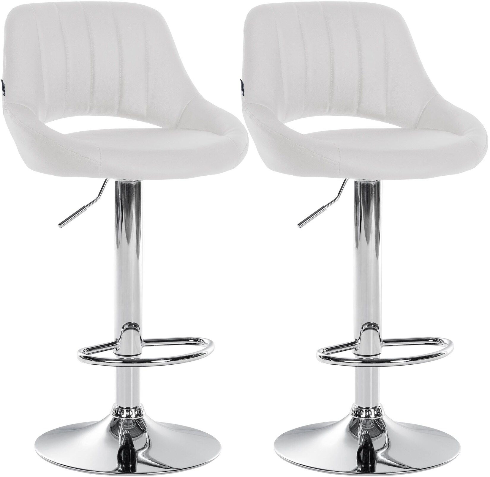 CLP Barhocker 2er Set höhenverstellbar mit Lehne Milet, Barstühle gepolstert Kunstleder, mit Metallgestellen drehbar,