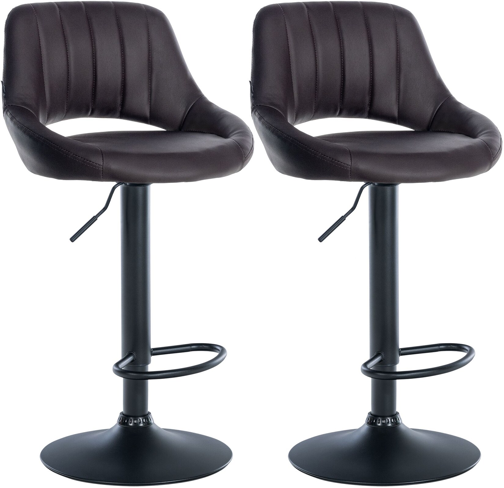 CLP Barhocker 2er Set höhenverstellbar mit Lehne Milet, Barstühle gepolstert Kunstleder, mit Metallgestellen drehbar,