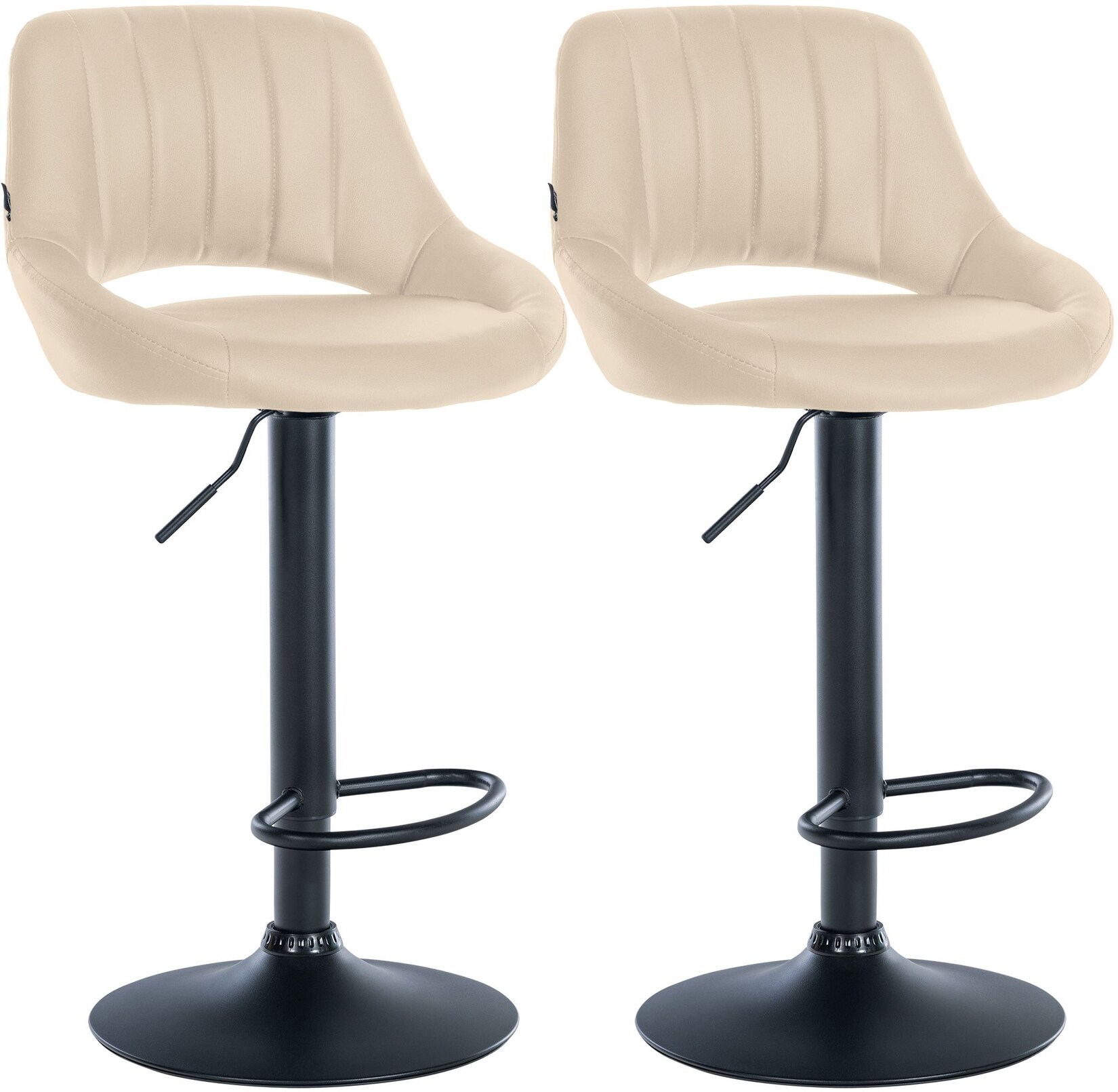 CLP Barhocker 2er Set höhenverstellbar mit Lehne Milet, Barstühle gepolstert Kunstleder, mit Metallgestellen drehbar,