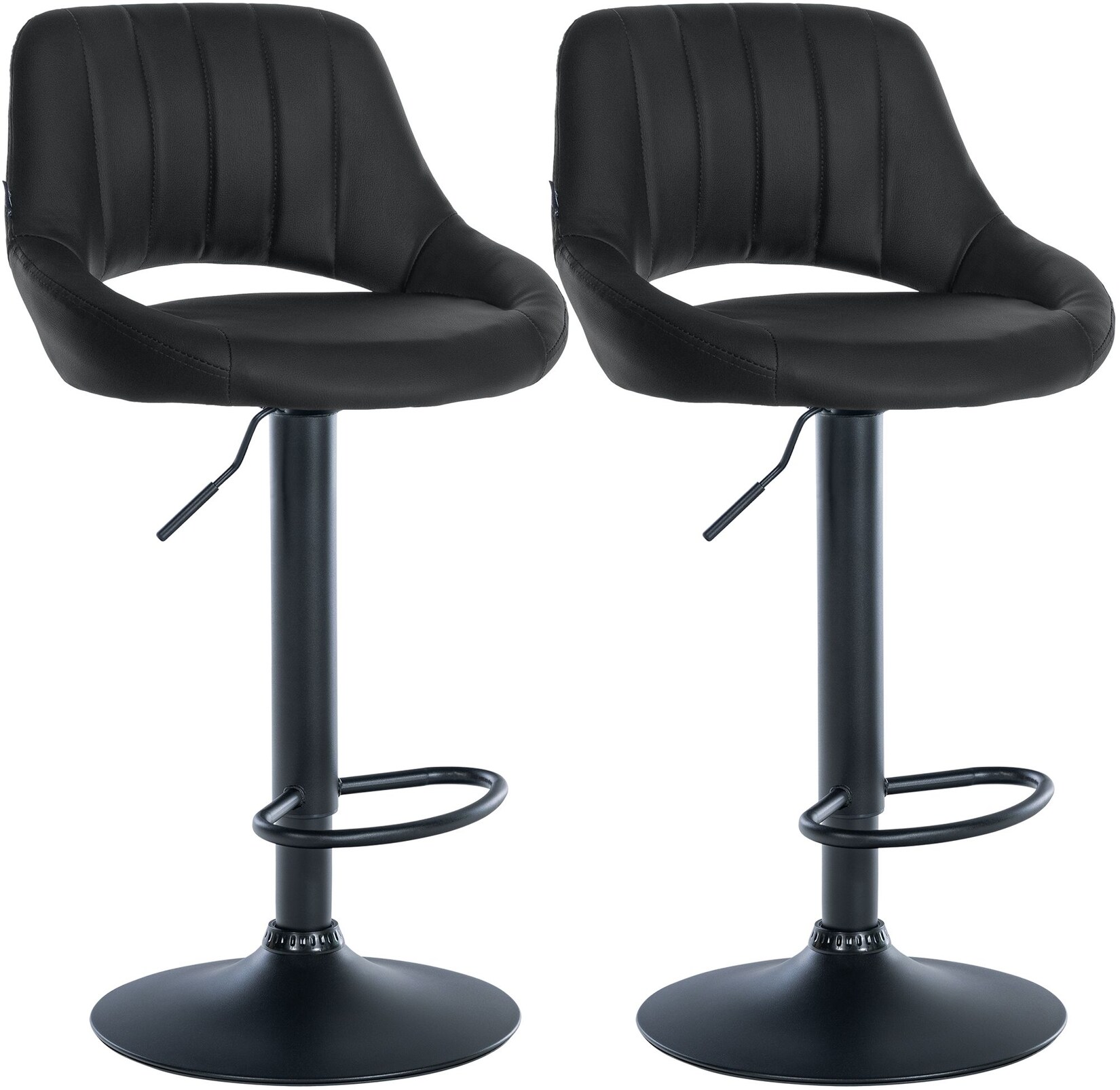 CLP Barhocker 2er Set höhenverstellbar mit Lehne Milet, Barstühle gepolstert Kunstleder, mit Metallgestellen drehbar,