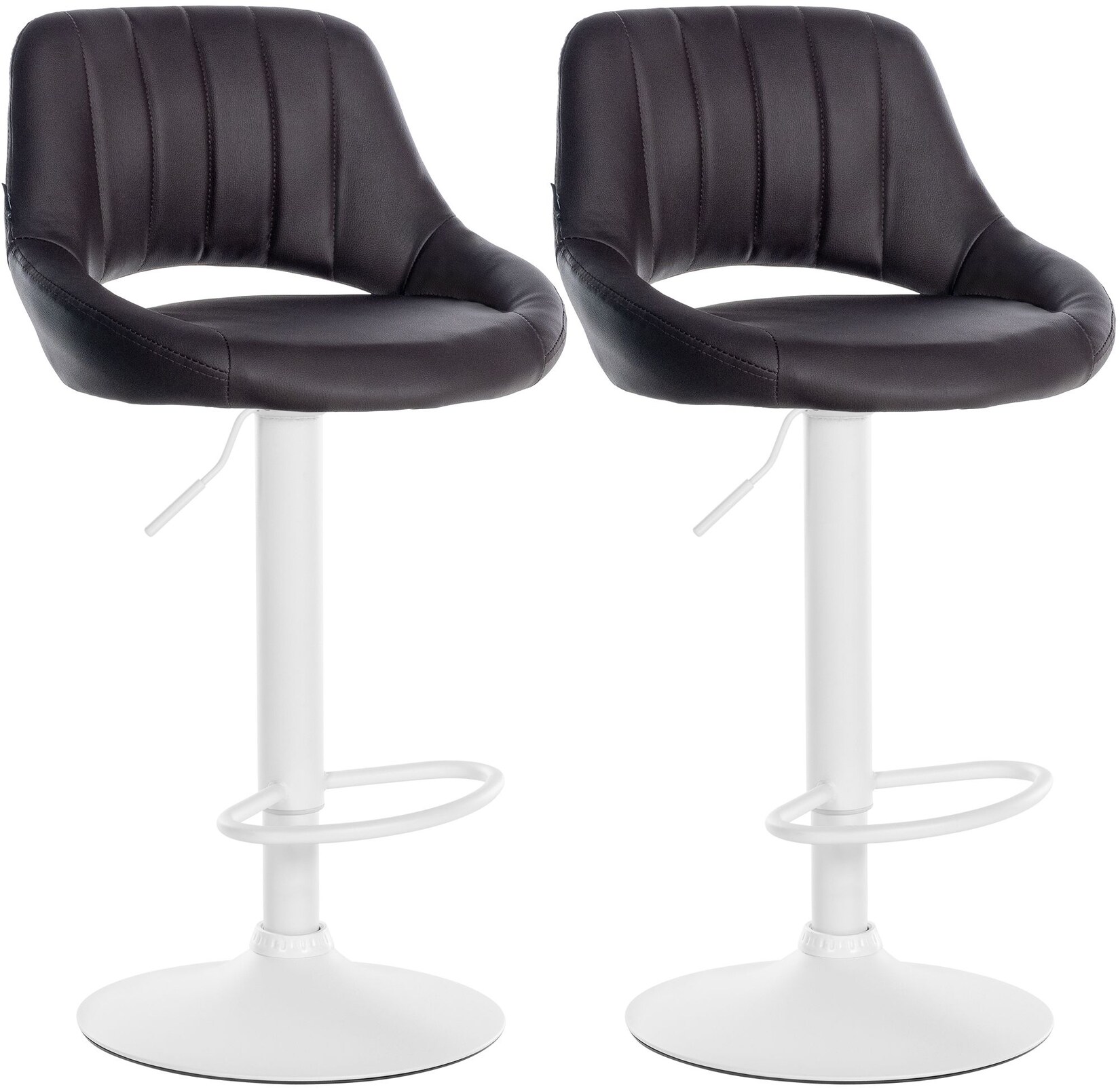 CLP Barhocker 2er Set höhenverstellbar mit Lehne Milet, Barstühle gepolstert Kunstleder, mit Metallgestellen drehbar,