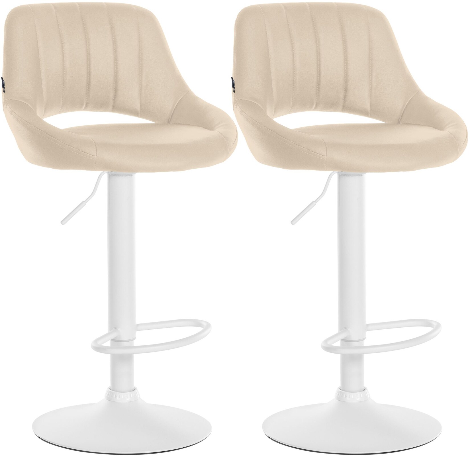 CLP Barhocker 2er Set höhenverstellbar mit Lehne Milet, Barstühle gepolstert Kunstleder, mit Metallgestellen drehbar,