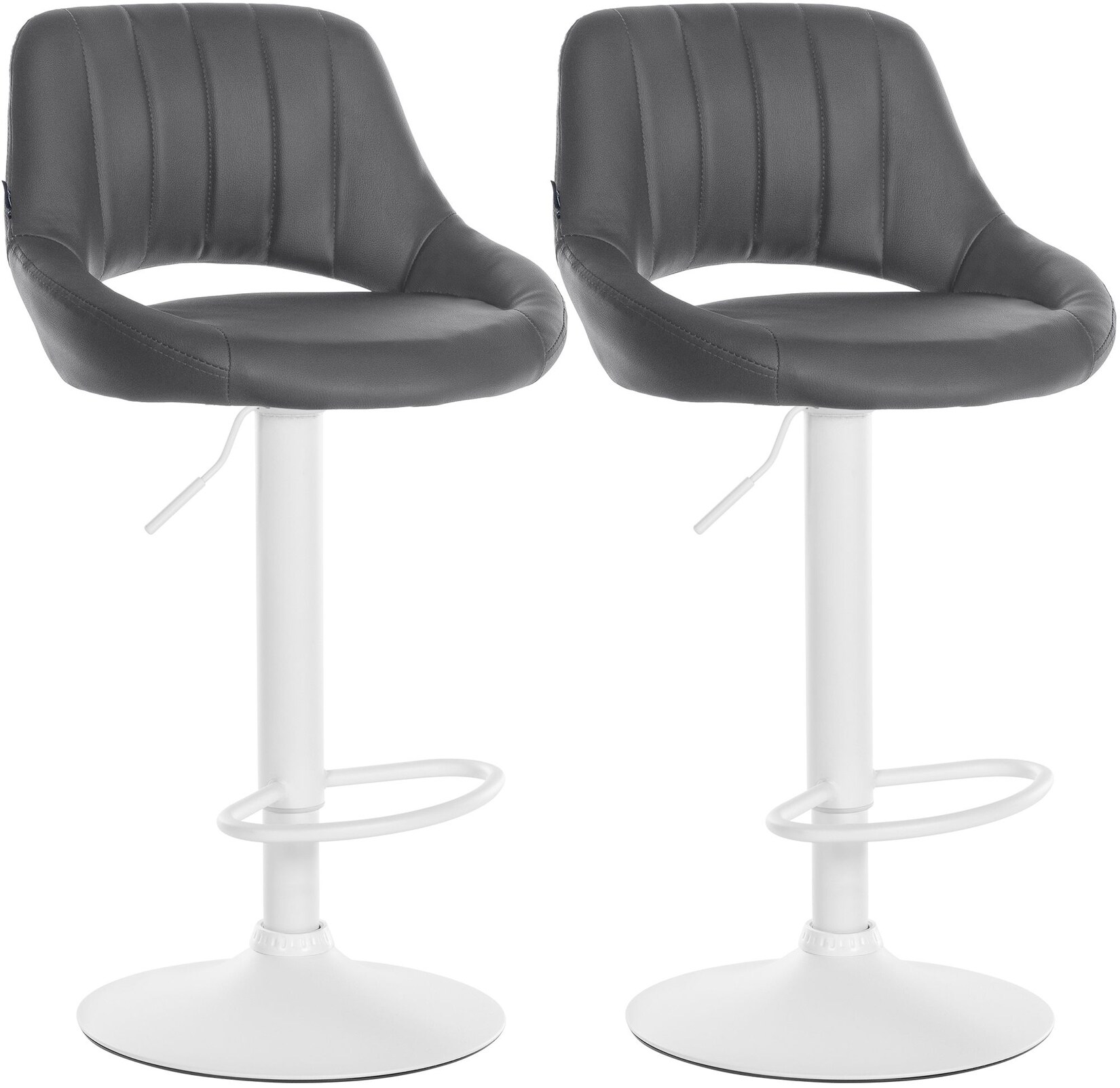 CLP Barhocker 2er Set höhenverstellbar mit Lehne Milet, Barstühle gepolstert Kunstleder, mit Metallgestellen drehbar,