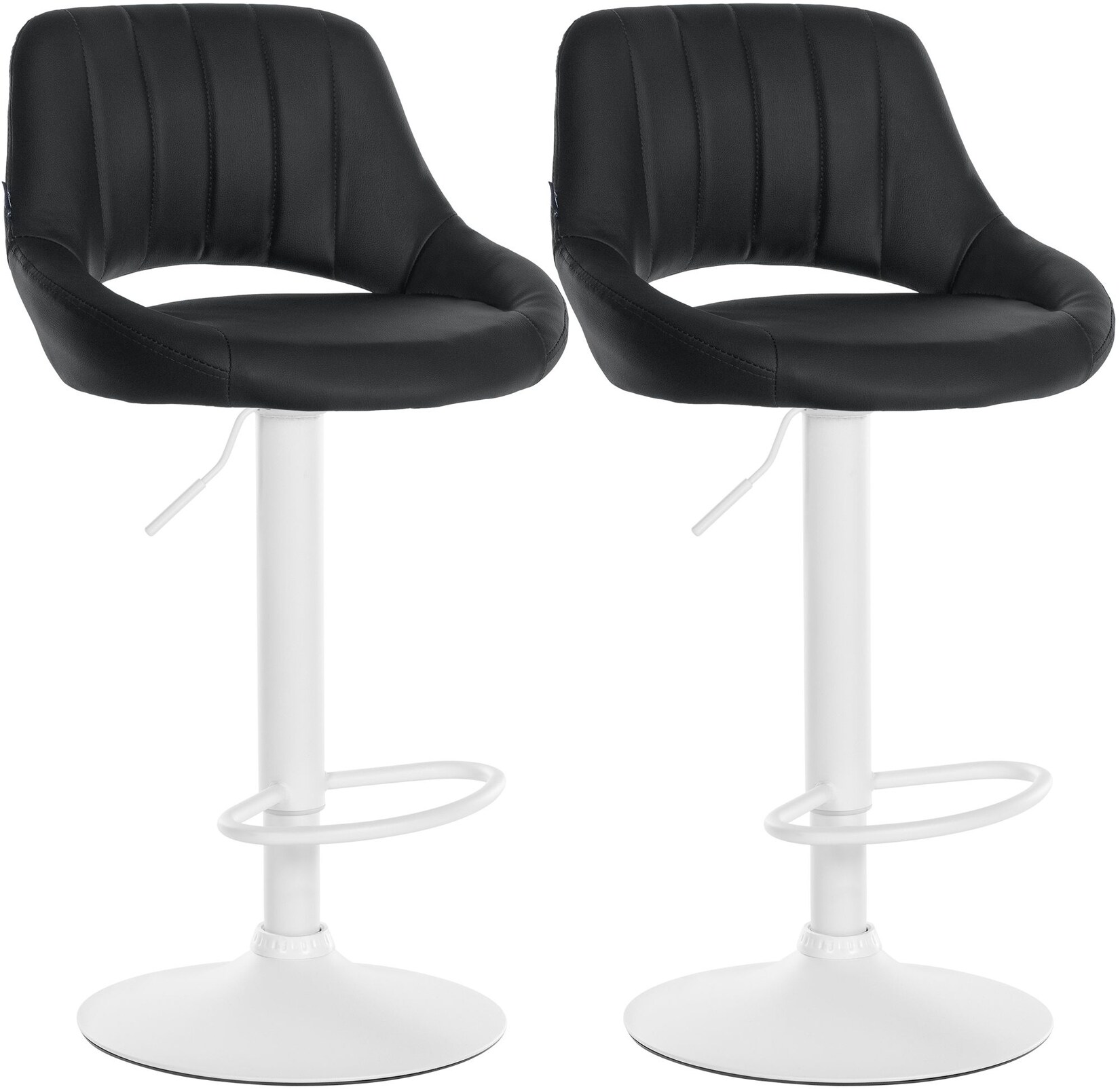 CLP Barhocker 2er Set höhenverstellbar mit Lehne Milet, Barstühle gepolstert Kunstleder, mit Metallgestellen drehbar,