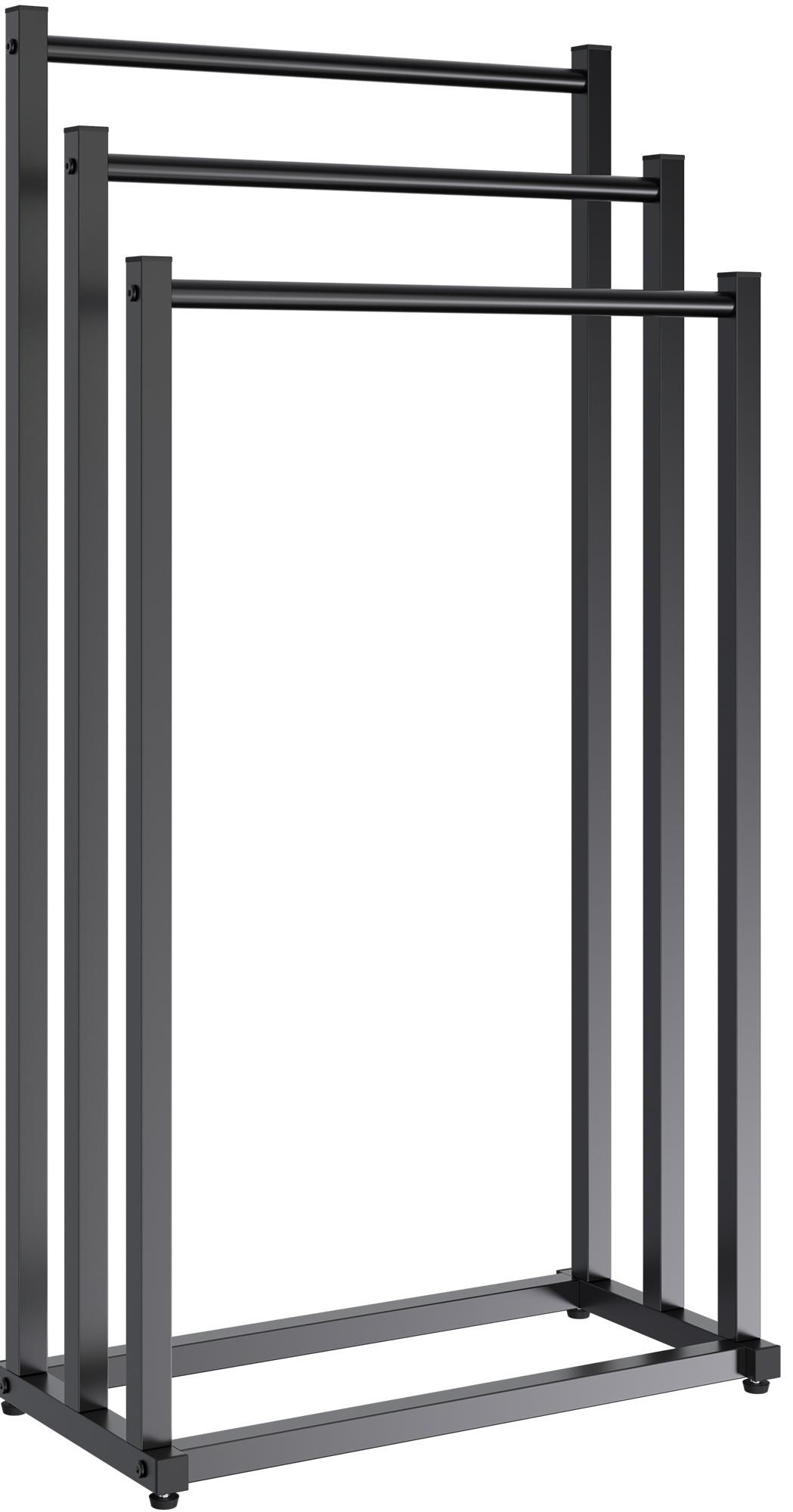 CLP Handtuchhalter Anoka I Schwarzer Handtuchst&auml;nder ohne Bohren I Badetuchhalter stehend mit 3 Stangen I aus Metall - Bild 1