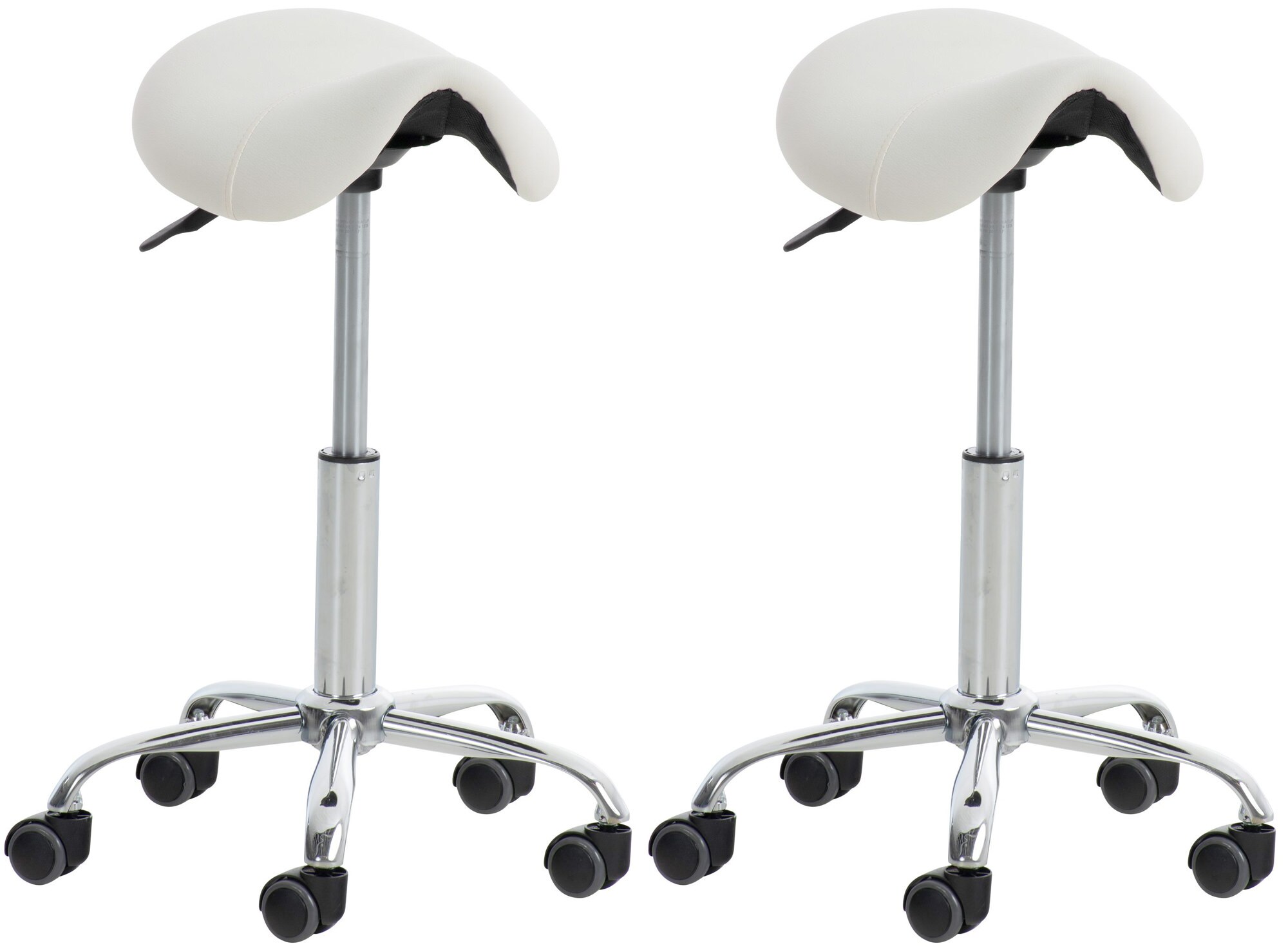 CLP 2er Set Arbeitshocker Reno Kunstleder I Sitzhocker Mit Metallgestell Und Leichtlaufrollen I H&ouml;henverstellbar Und Drehbar - Bild 1