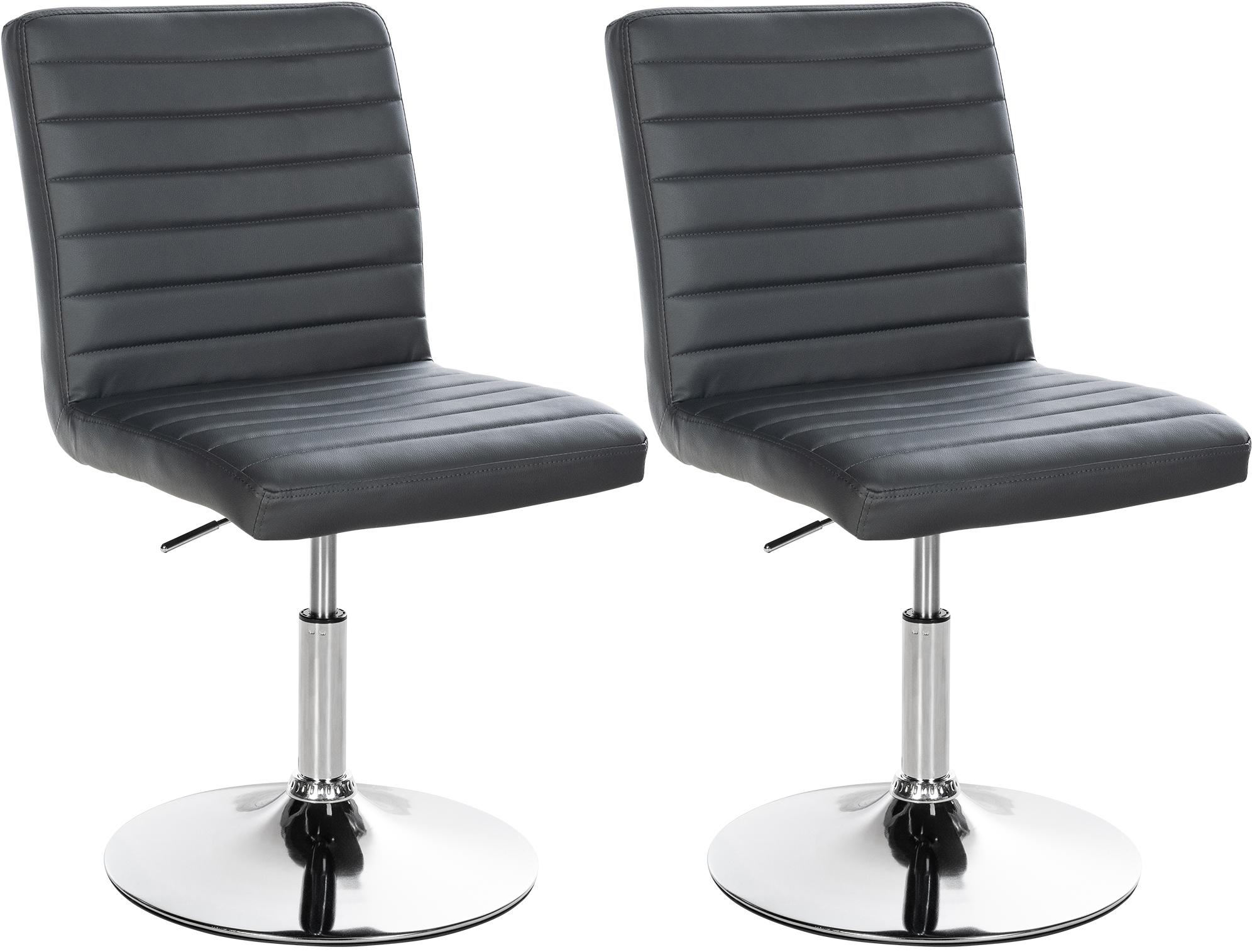 CLP 2er Set Esszimmerstuhl Elvas Kunstleder Bezug I Besucherstuhl Mit Fu&szlig; In Chromoptik I H&ouml;henverstellbar, 360 Grad Drehbar Mit Bodenschonern - Bild 1