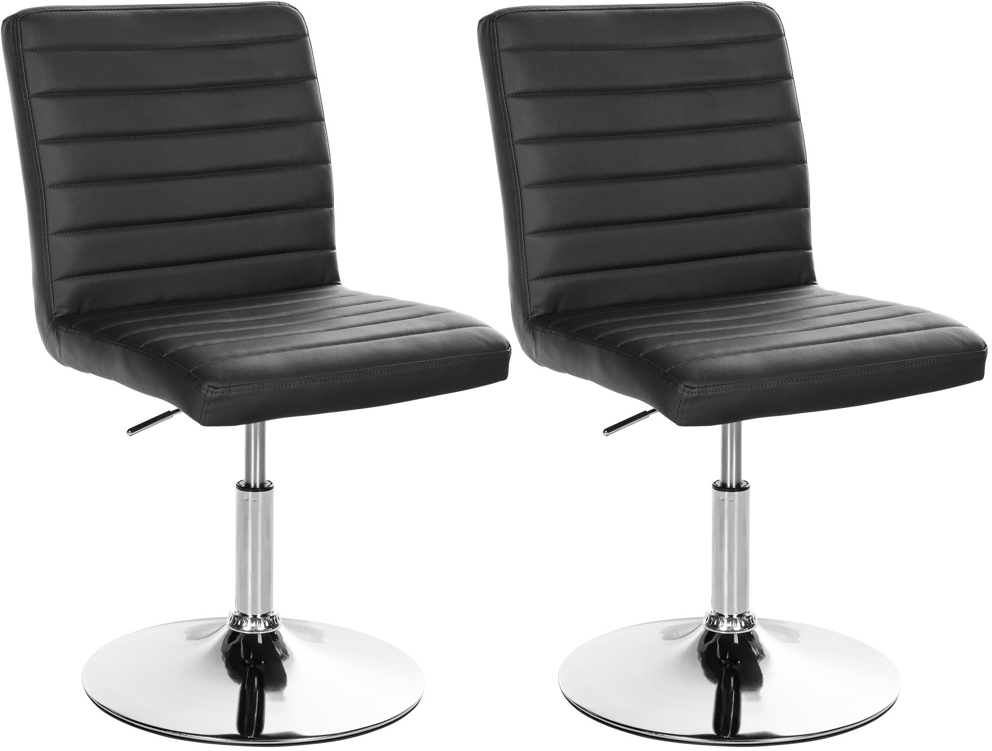 CLP 2er Set Esszimmerstuhl Elvas Kunstleder Bezug I Besucherstuhl Mit Fu&szlig; In Chromoptik I H&ouml;henverstellbar, 360 Grad Drehbar Mit Bodenschonern - Bild 1