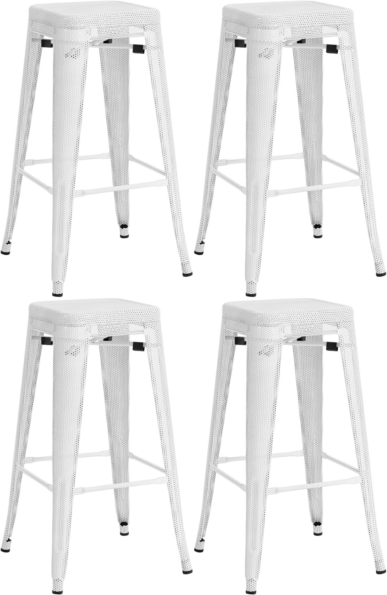 CLP 4er Set Barhocker Fletcher I Stapelbarer Tresenhocker Mit Bodenschonern Und Fu&szlig;st&uuml;tze I Barstuhl Aus Metall - Bild 1