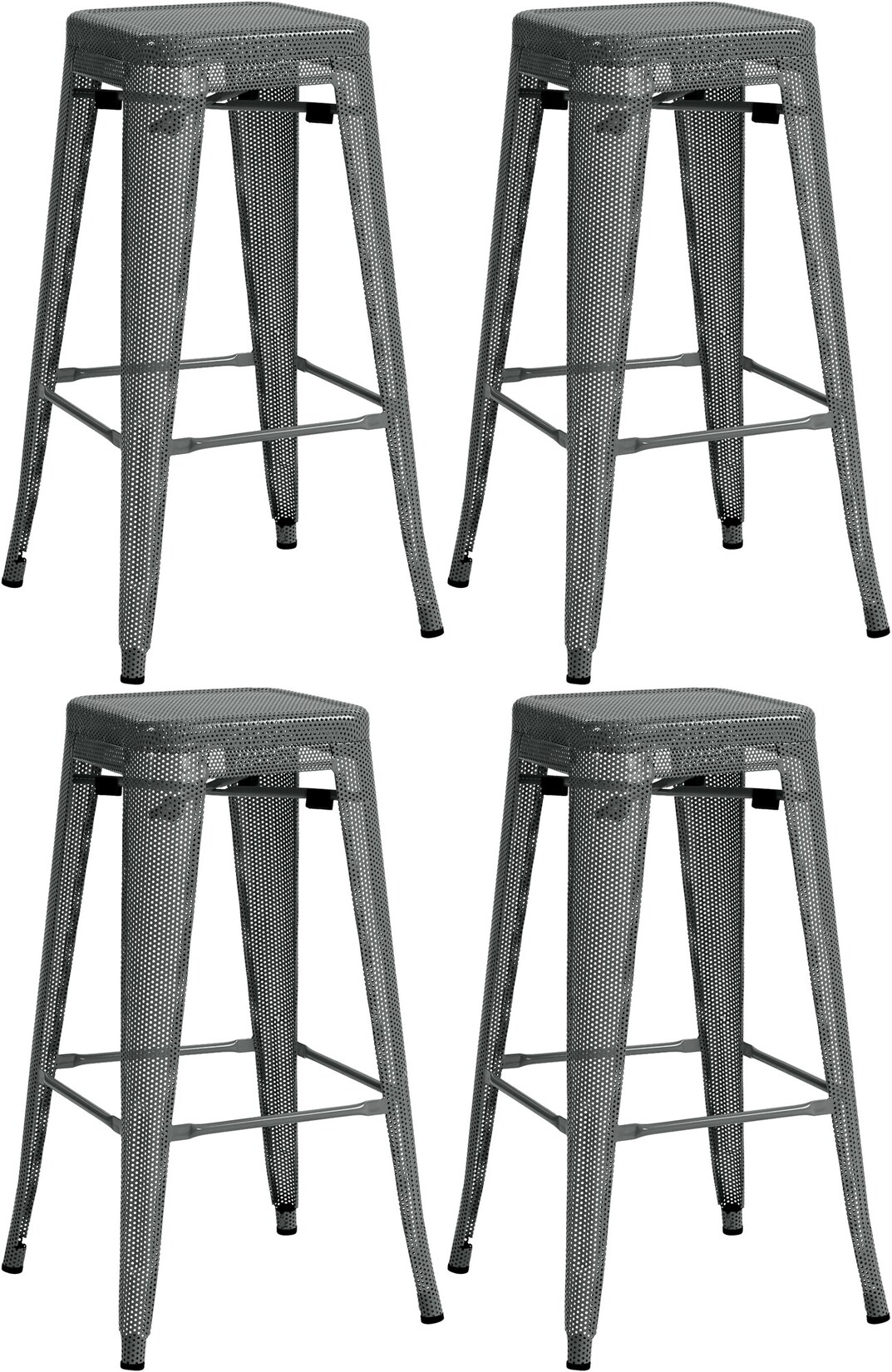 CLP 4er Set Barhocker Fletcher I Stapelbarer Tresenhocker Mit Bodenschonern Und Fußstütze I Barstuhl Aus Metall