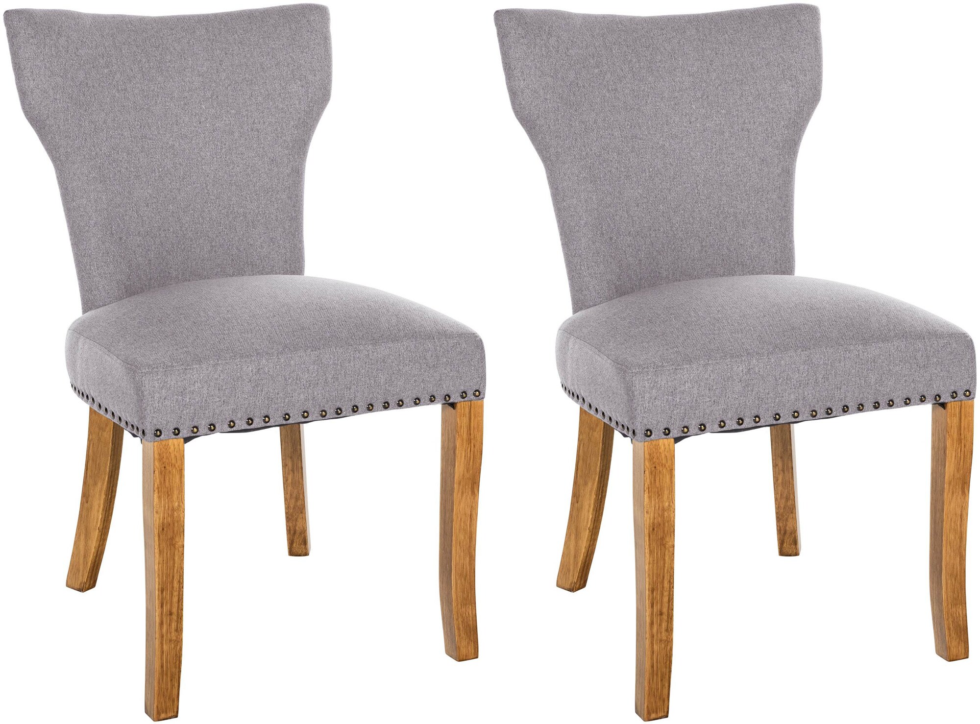 CLP 2er Set Esszimmerstuhl Zadar Mit Stoff-Bezug Und Nieten I K&uuml;chenstuhl Mit Holz-Gestell - Bild 1