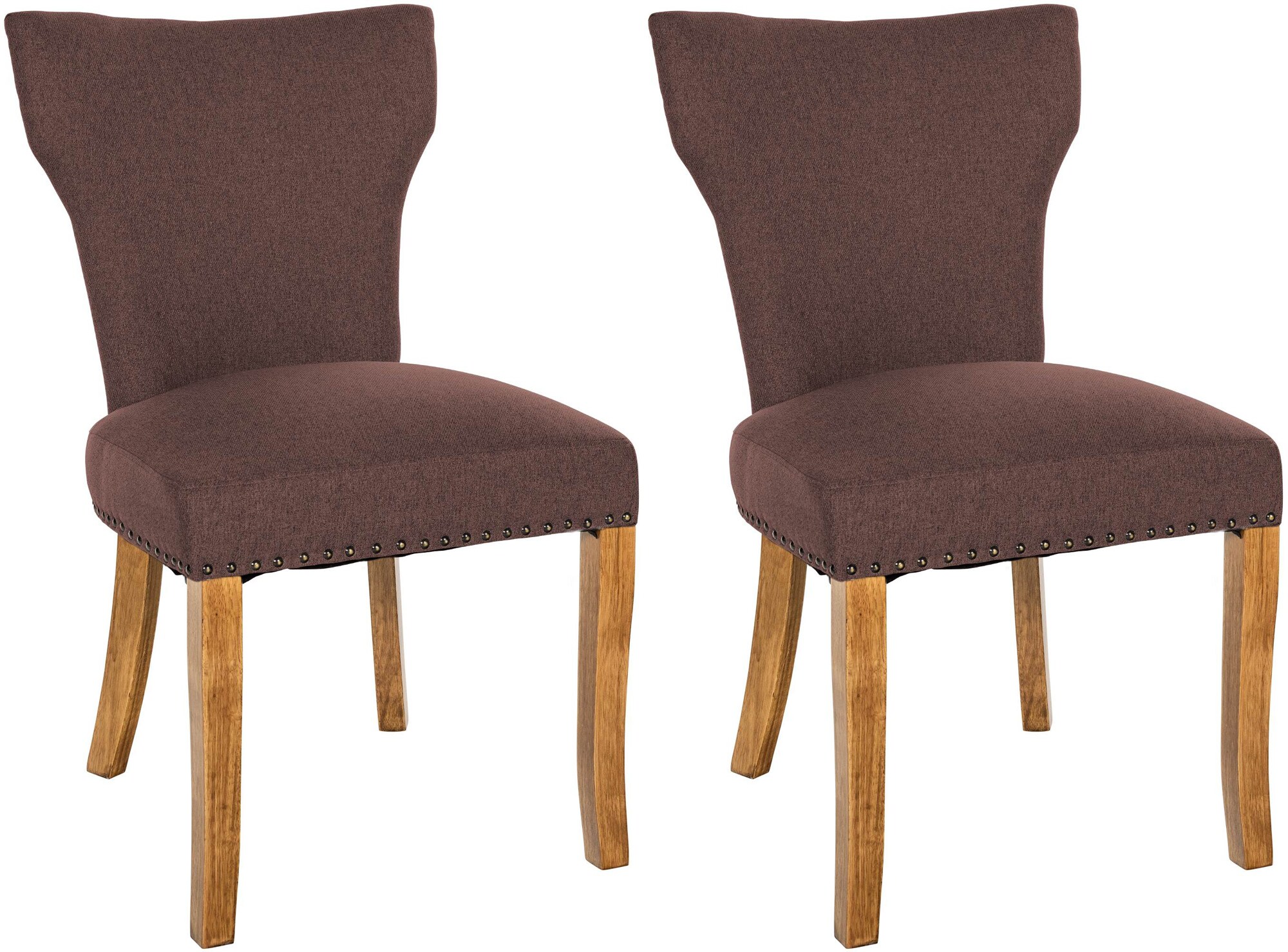 CLP 2er Set Esszimmerstuhl Zadar Mit Stoff-Bezug Und Nieten I K&uuml;chenstuhl Mit Holz-Gestell - Bild 1