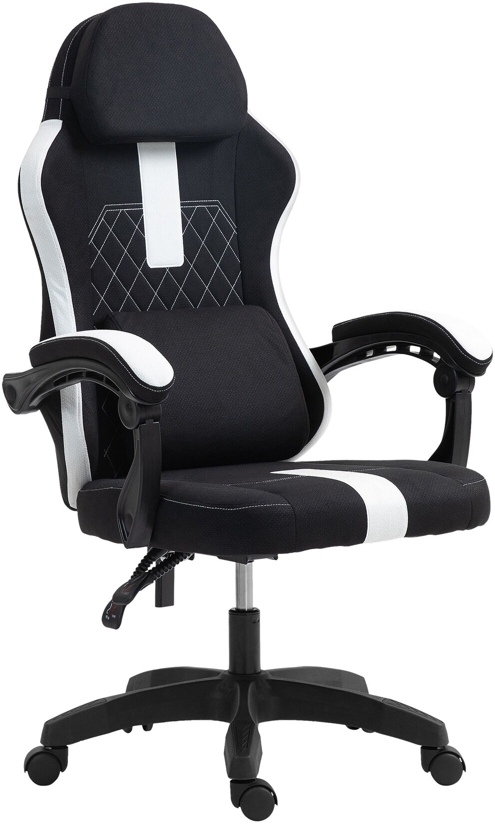 CLP Bürostuhl Miltona mit Stoffbezug I Schreibtischstuhl ergonomisch I Höhenverstellbarer Gamingstuhl mit Kopfpolster und Lendenwirbelpolster | 04255716331818
