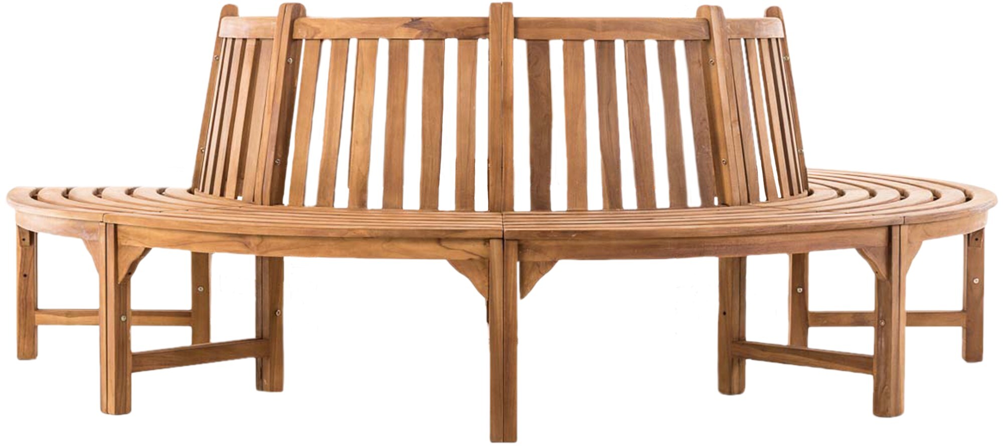 CLP Baumbank Leming I Naturbelassene Holzbank Mit R&uuml;ckenlehne Aus Massivem Teakholz I Bank mit 4 Sitzpl&auml;tzen - Bild 1