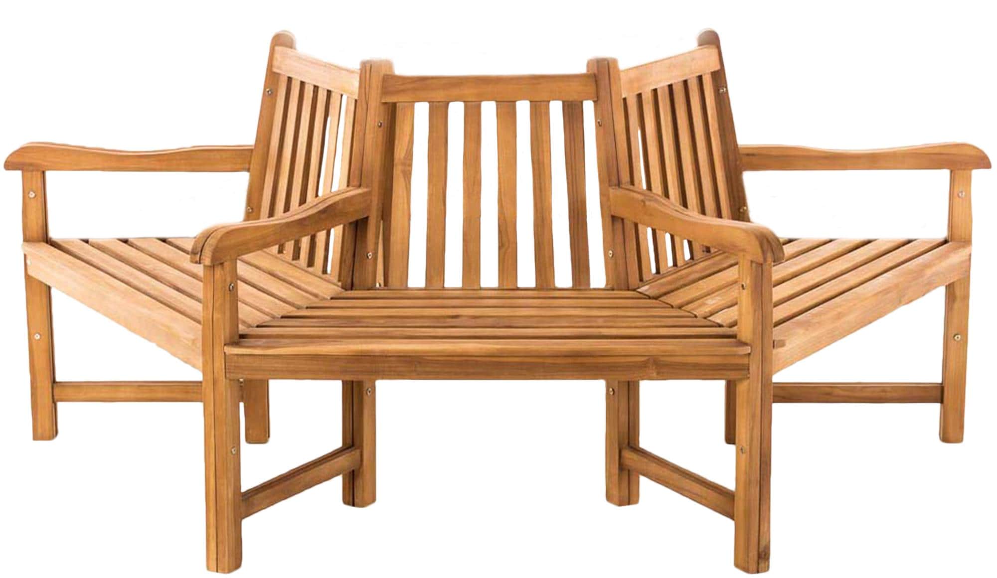 CLP Baumbank Kenna I Naturbelassene Holzbank Mit R&uuml;ckenlehne Aus Massivem Teakholz I Parkbank mit 3 Sitzpl&auml;tzen - Bild 1