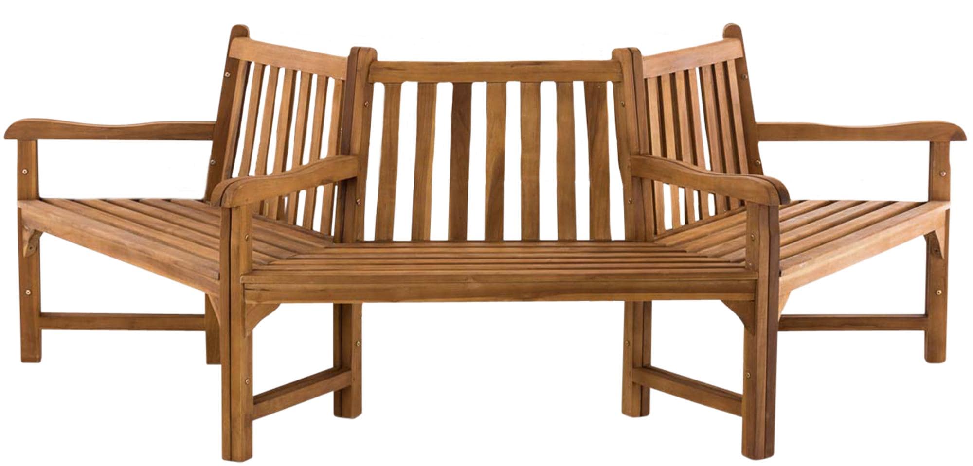 CLP Baumbank Kenna I Naturbelassene Holzbank Mit R&uuml;ckenlehne Aus Massivem Teakholz I Parkbank mit 3 Sitzpl&auml;tzen - Bild 1