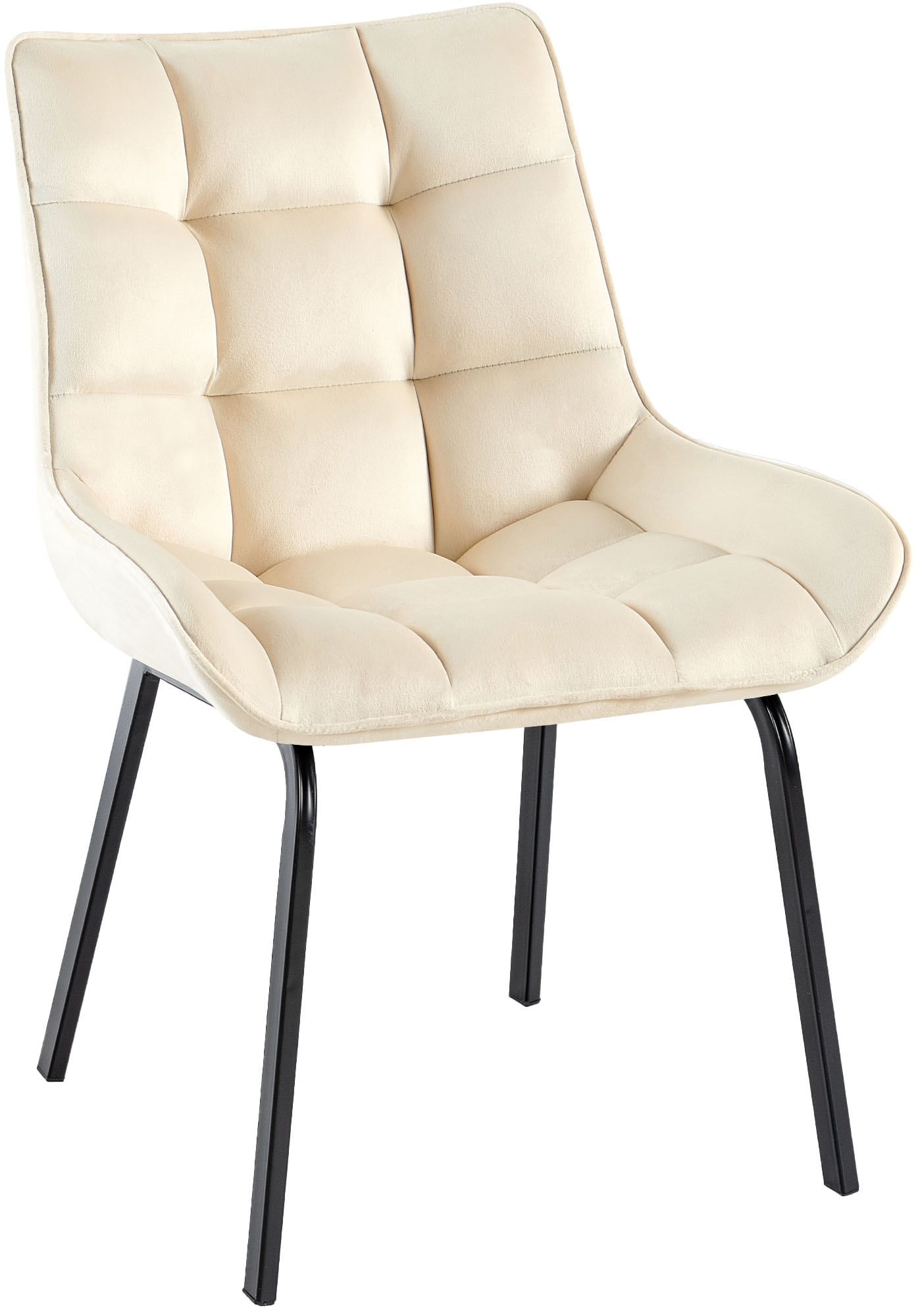 CLP Esszimmerstuhl Saranda I Polsterstuhl mit Stoffbezug oder Samtbezug I K&uuml;chenstuhl mit schwarzem Metallgestell und R&uuml;ckenlehne - Bild 1