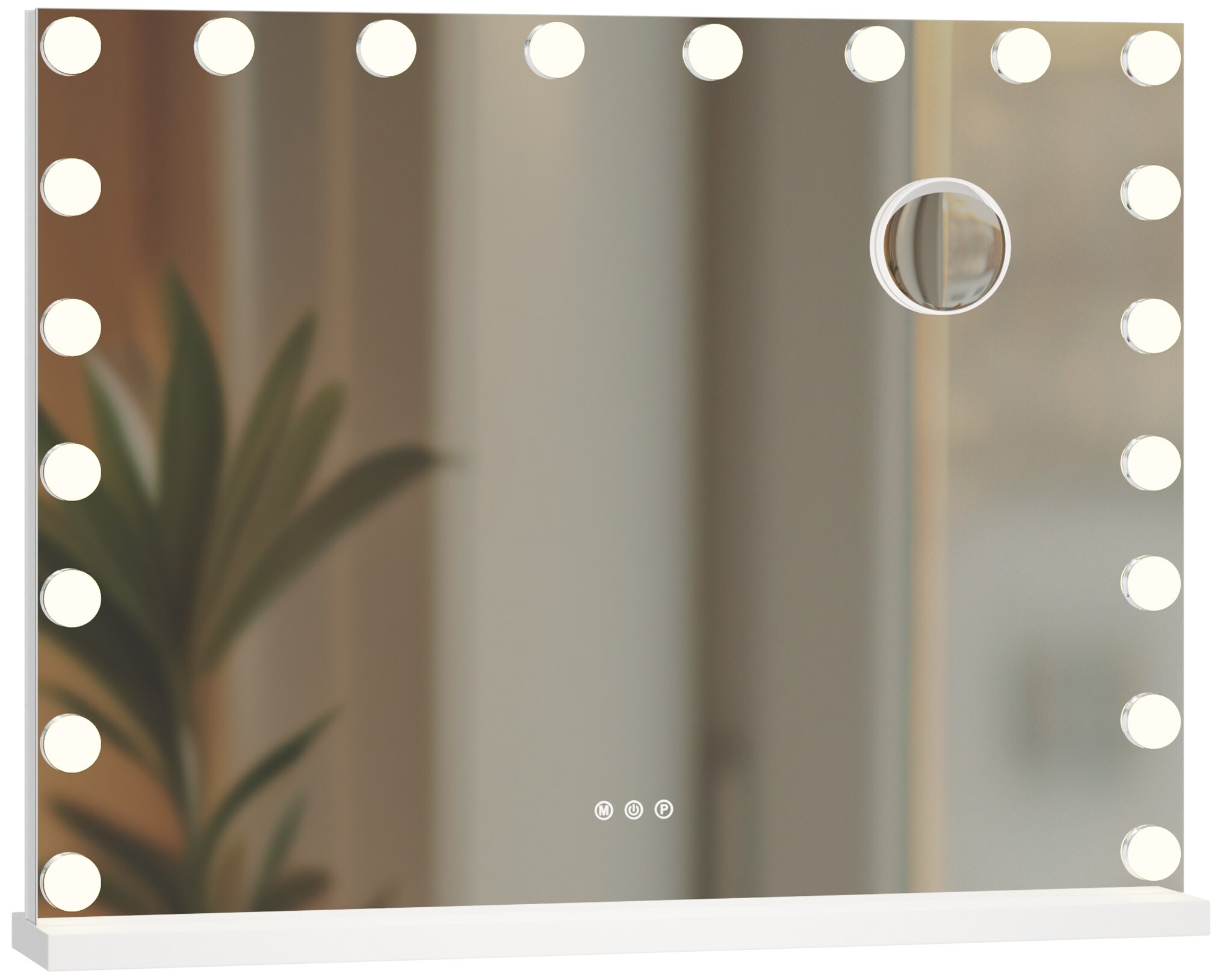 CLP Schminkspiegel Norlina 80x60cm I Kosmetikspiegel mit Vergr&ouml;&szlig;erung I Dimmbare LED-Beleuchtung I Schminktisch mit 3 Licht-Modi - Bild 1