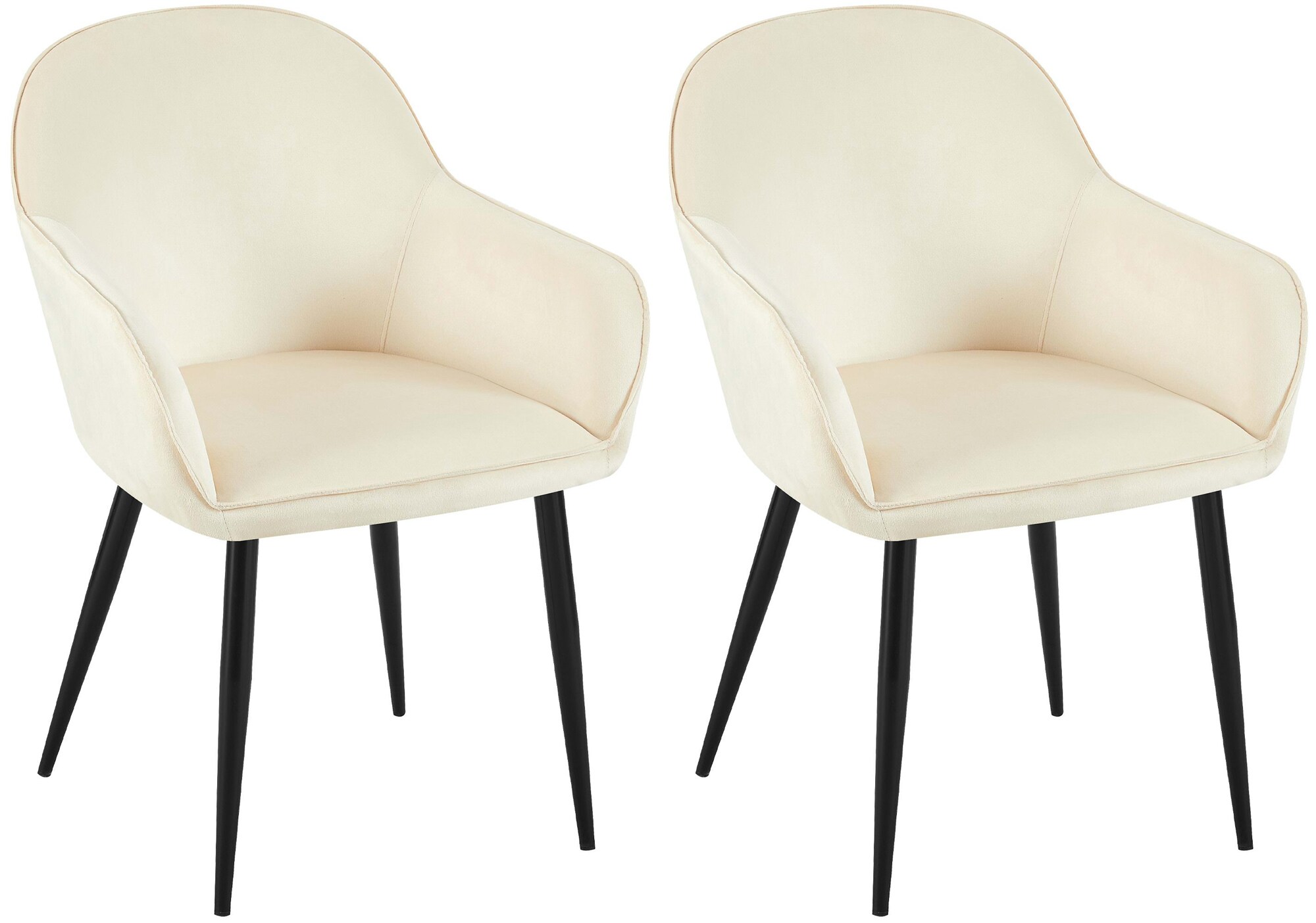 CLP 2er Set Esszimmerstuhl Boise Samt I K&uuml;chenstuhl Mit Armlehnen Und Stabilem Metall-Gestell - Bild 1