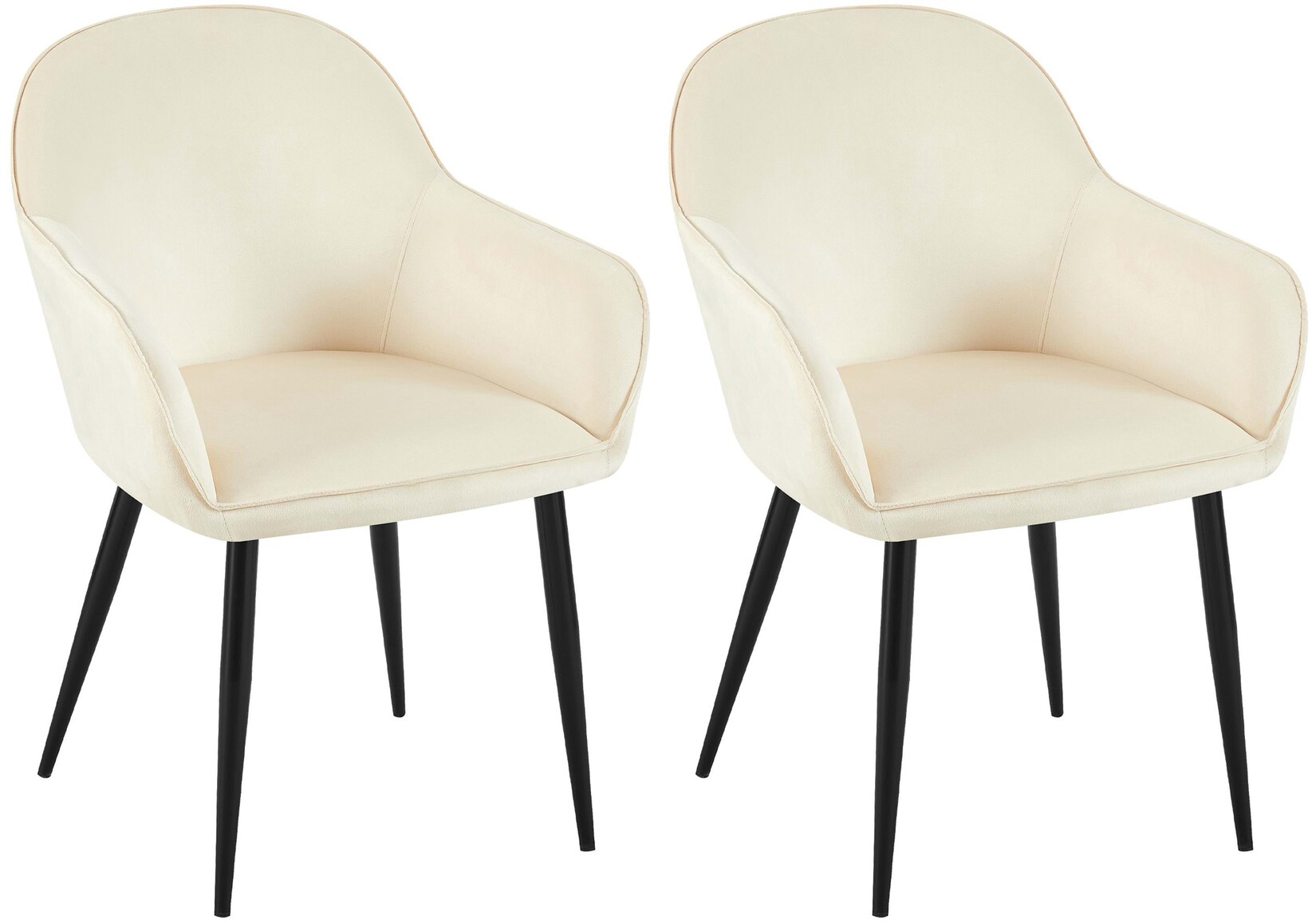 CLP 2er Set Esszimmerstuhl Boise Samt I Küchenstuhl Mit Armlehnen Und Stabilem Metall-Gestell | 04255716333737