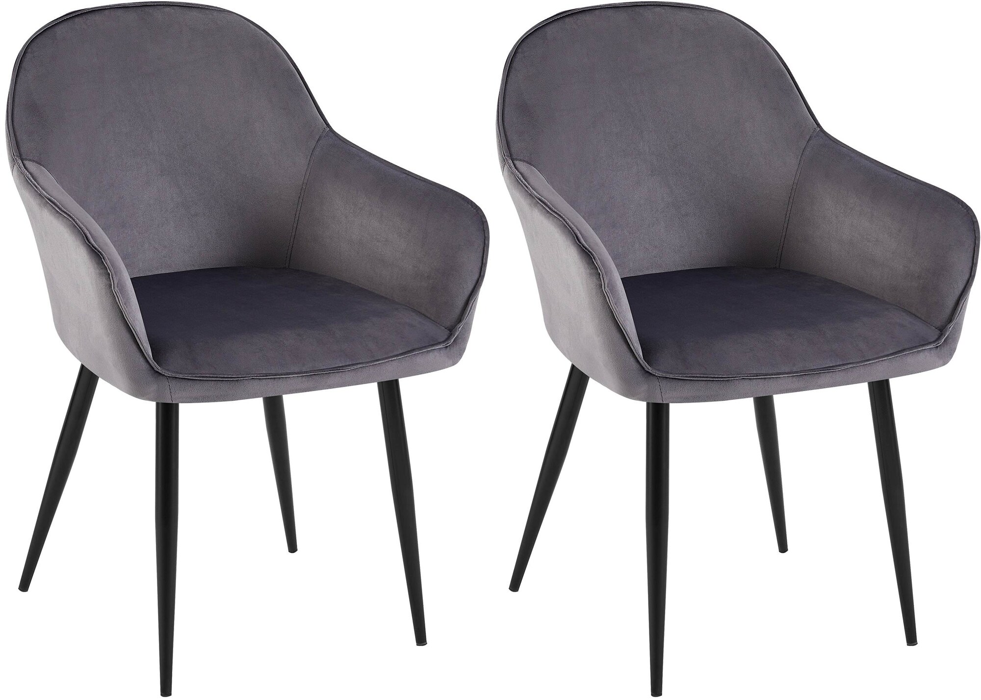 CLP 2er Set Esszimmerstuhl Boise Samt I K&uuml;chenstuhl Mit Armlehnen Und Stabilem Metall-Gestell - Bild 1