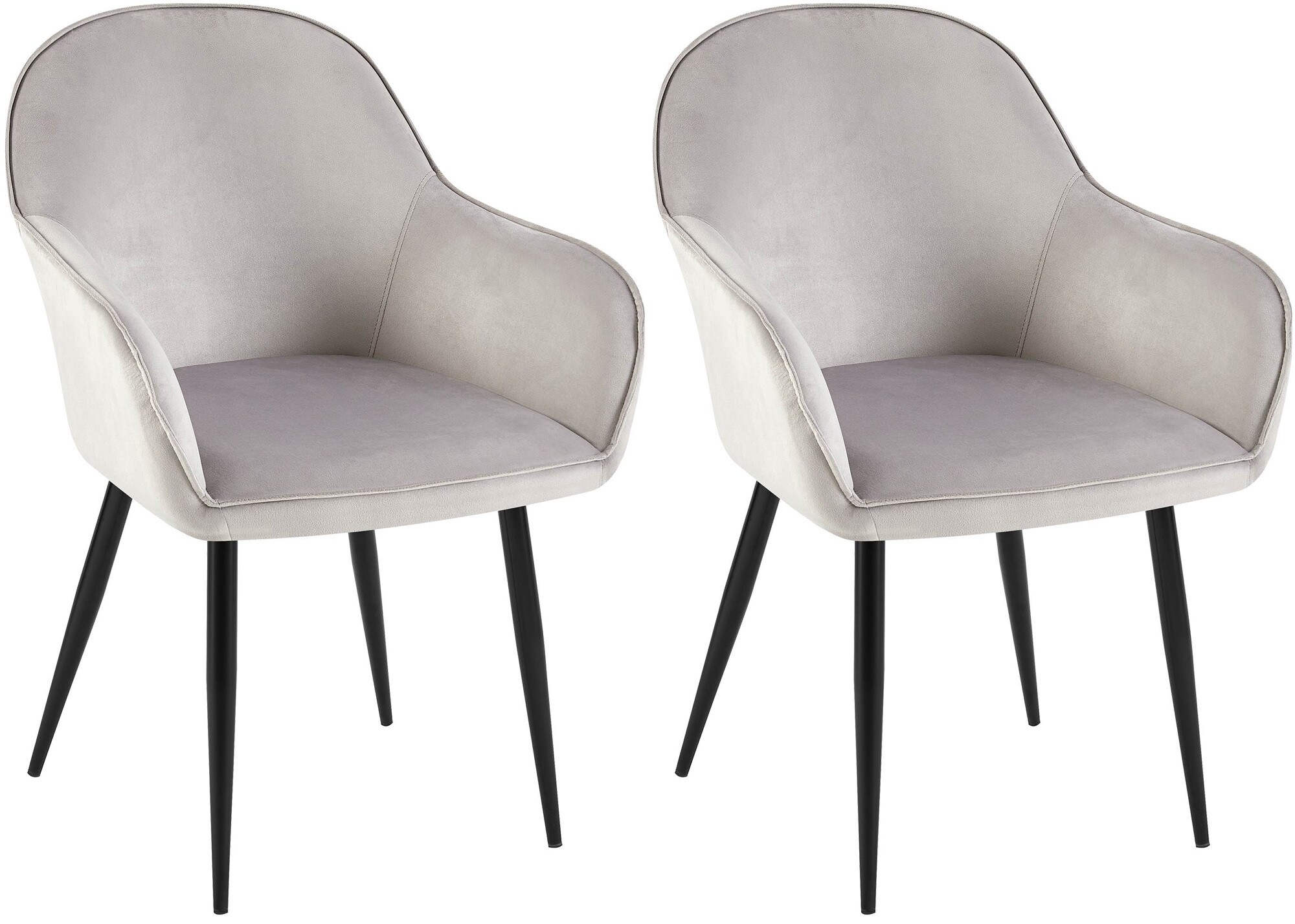 CLP 2er Set Esszimmerstuhl Boise Samt I K&uuml;chenstuhl Mit Armlehnen Und Stabilem Metall-Gestell - Bild 1
