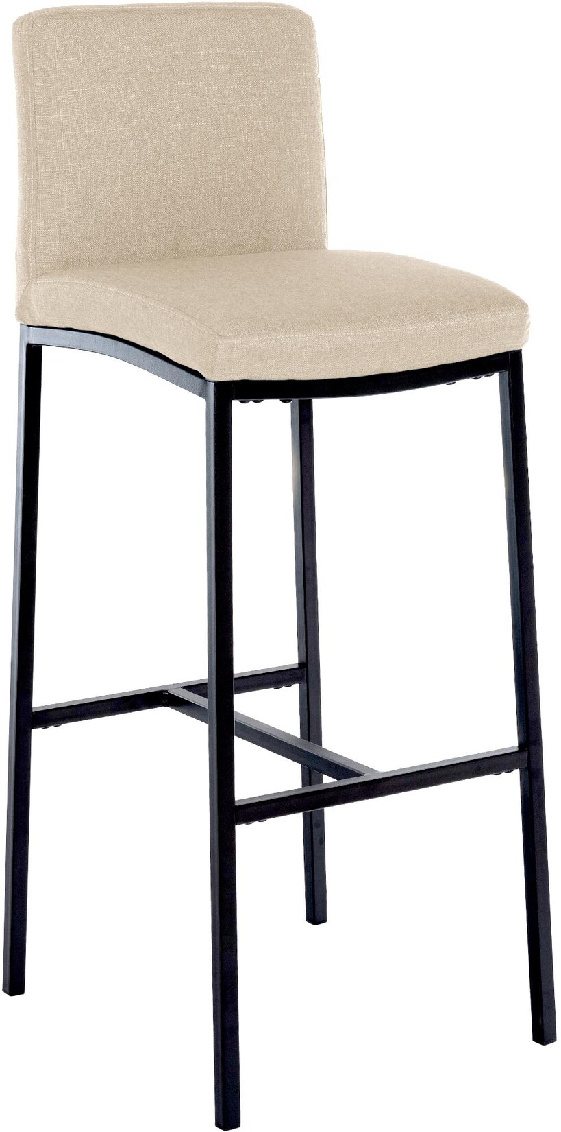 CLP Barhocker mit Lehne Freeport, Barstuhl gepolstert, moderner Tresenstuhl mit Metallgestell matt-schwarz und Fußablage | 04255716333898