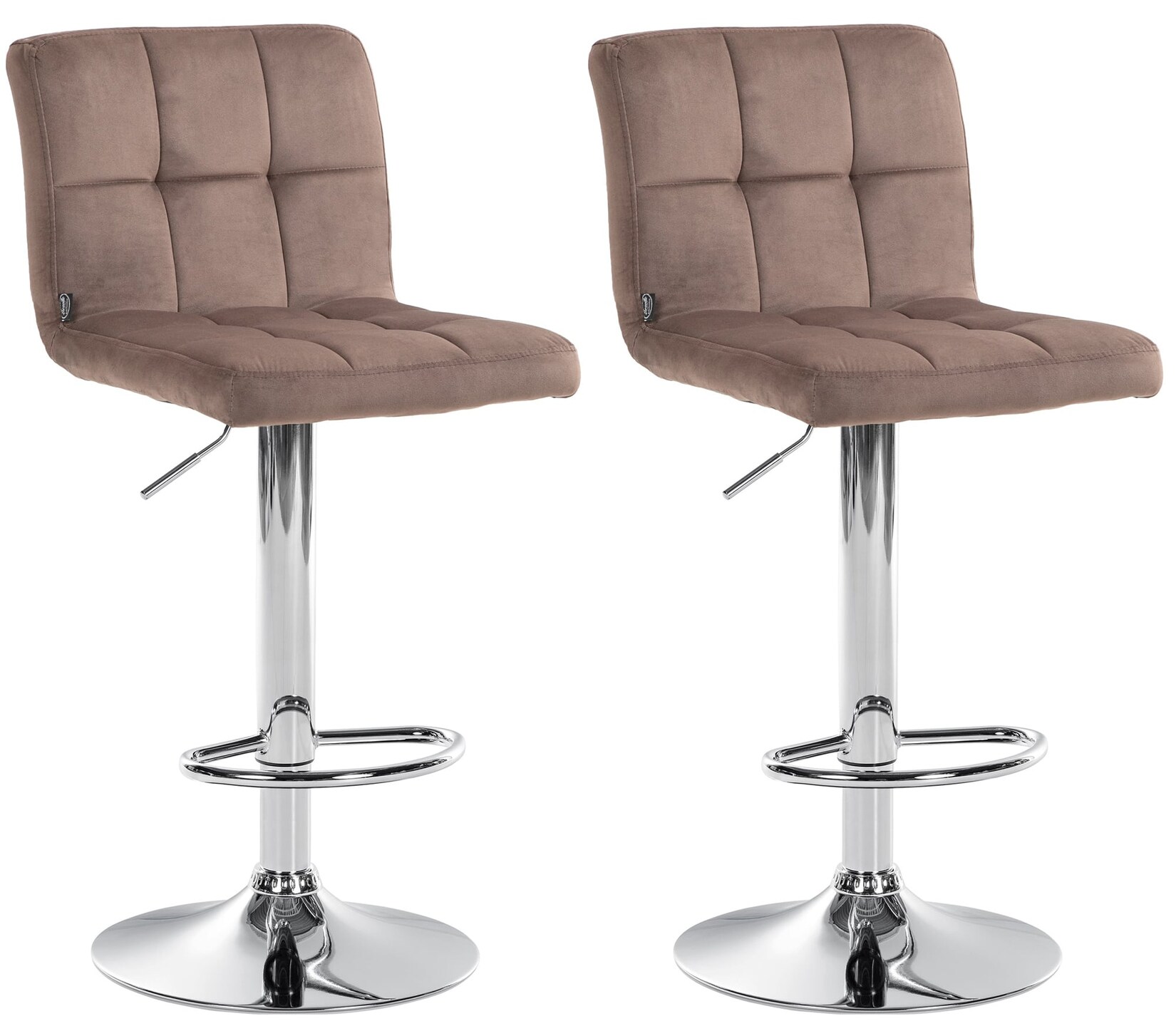 CLP Barhocker 2er Set höhenverstellbar mit Lehne Peru, Barstühle gepolstert Samtbezug, Tresenstühle mit Metallgestell drehbar | 04255716334079