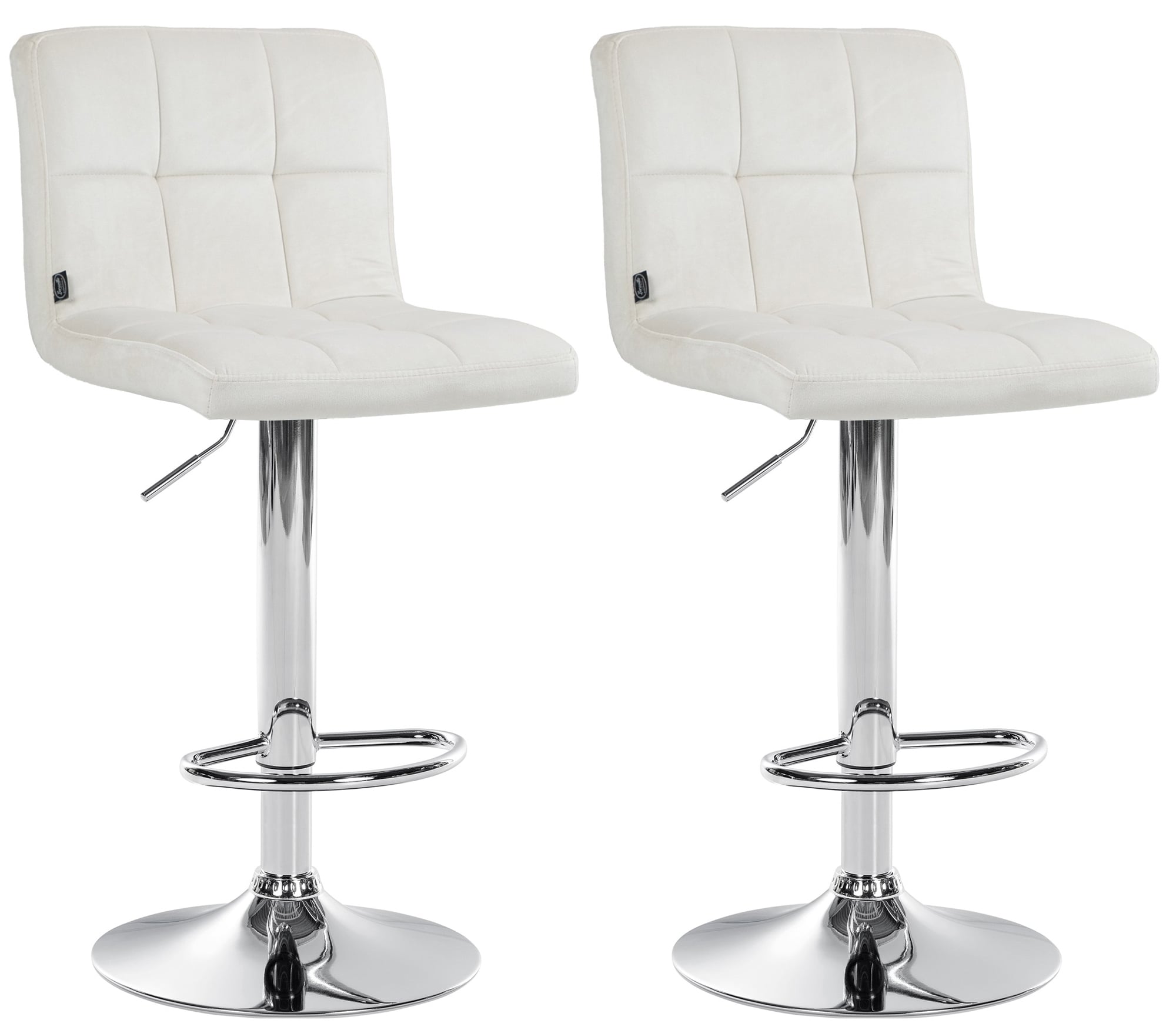 CLP 2er Set Barhocker Peru Samt I H&ouml;henverstellbarer Drehstuhl Mit Gestepptem Polster I Komfort Thekenhocker Mit Fu&szlig;st&uuml;tze Und Metallgestell - Bild 1