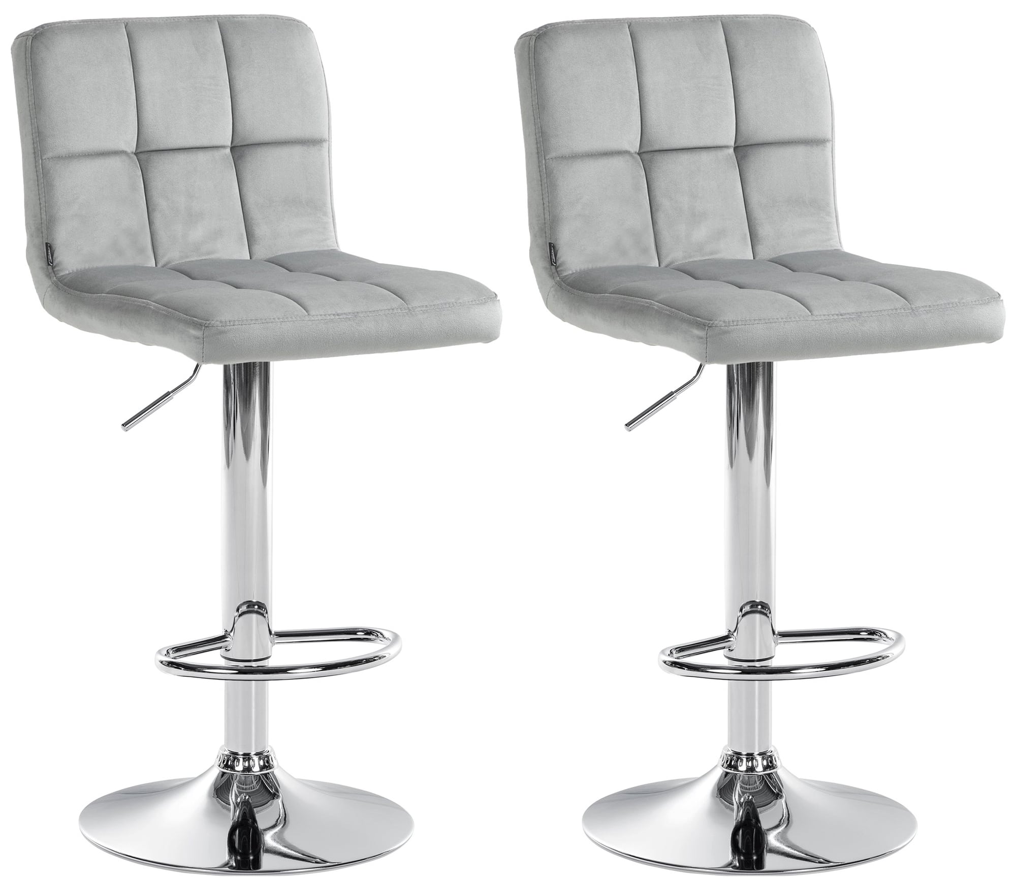 CLP 2er Set Barhocker Peru Samt I H&ouml;henverstellbarer Drehstuhl Mit Gestepptem Polster I Komfort Thekenhocker Mit Fu&szlig;st&uuml;tze Und Metallgestell - Bild 1