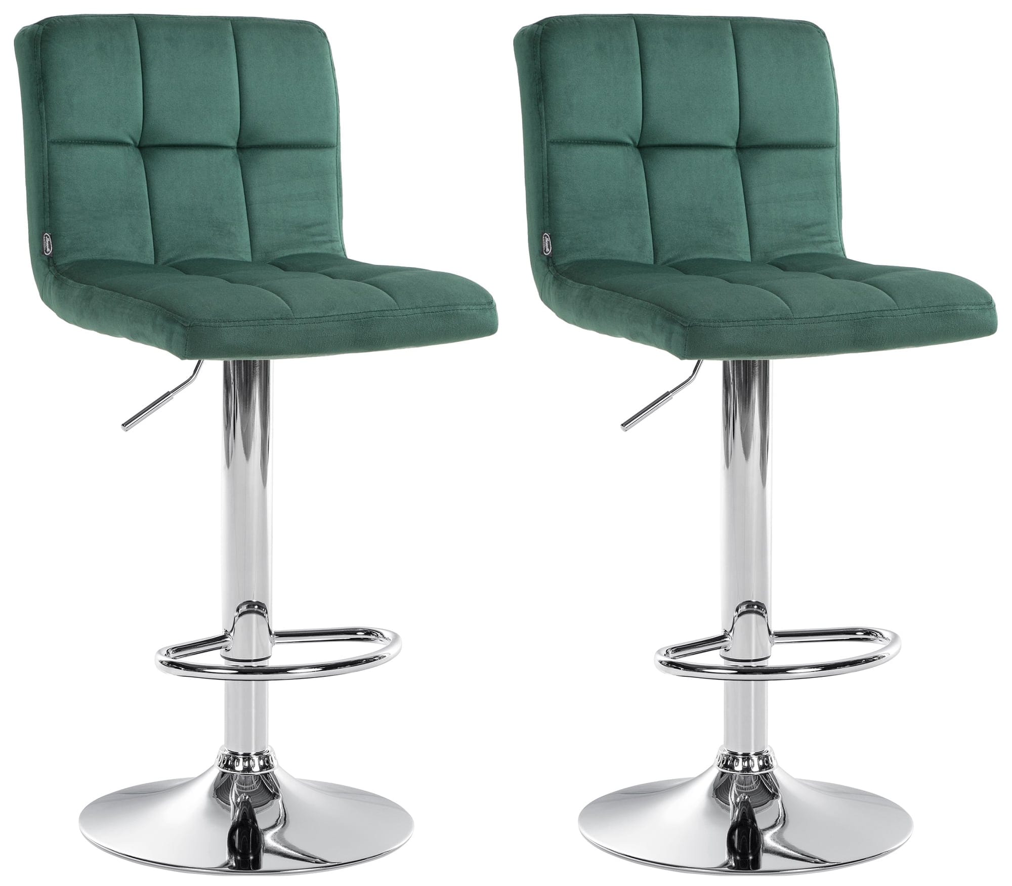 CLP 2er Set Barhocker Peru Samt I H&ouml;henverstellbarer Drehstuhl Mit Gestepptem Polster I Komfort Thekenhocker Mit Fu&szlig;st&uuml;tze Und Metallgestell - Bild 1