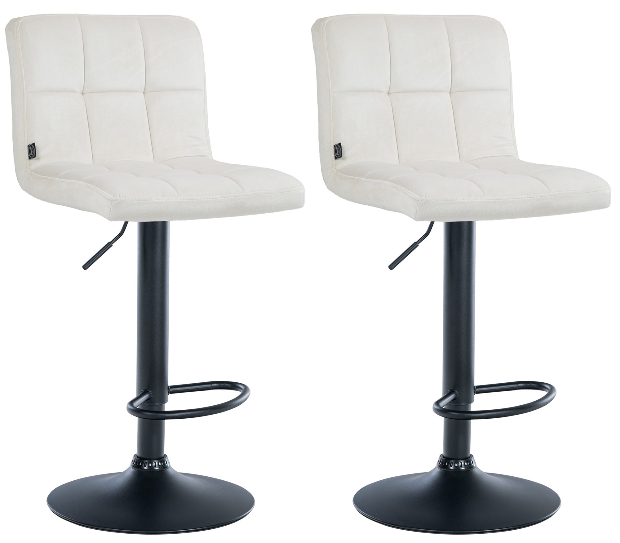 CLP 2er Set Barhocker Peru Samt I H&ouml;henverstellbarer Drehstuhl Mit Gestepptem Polster I Komfort Thekenhocker Mit Fu&szlig;st&uuml;tze Und Metallgestell - Bild 1