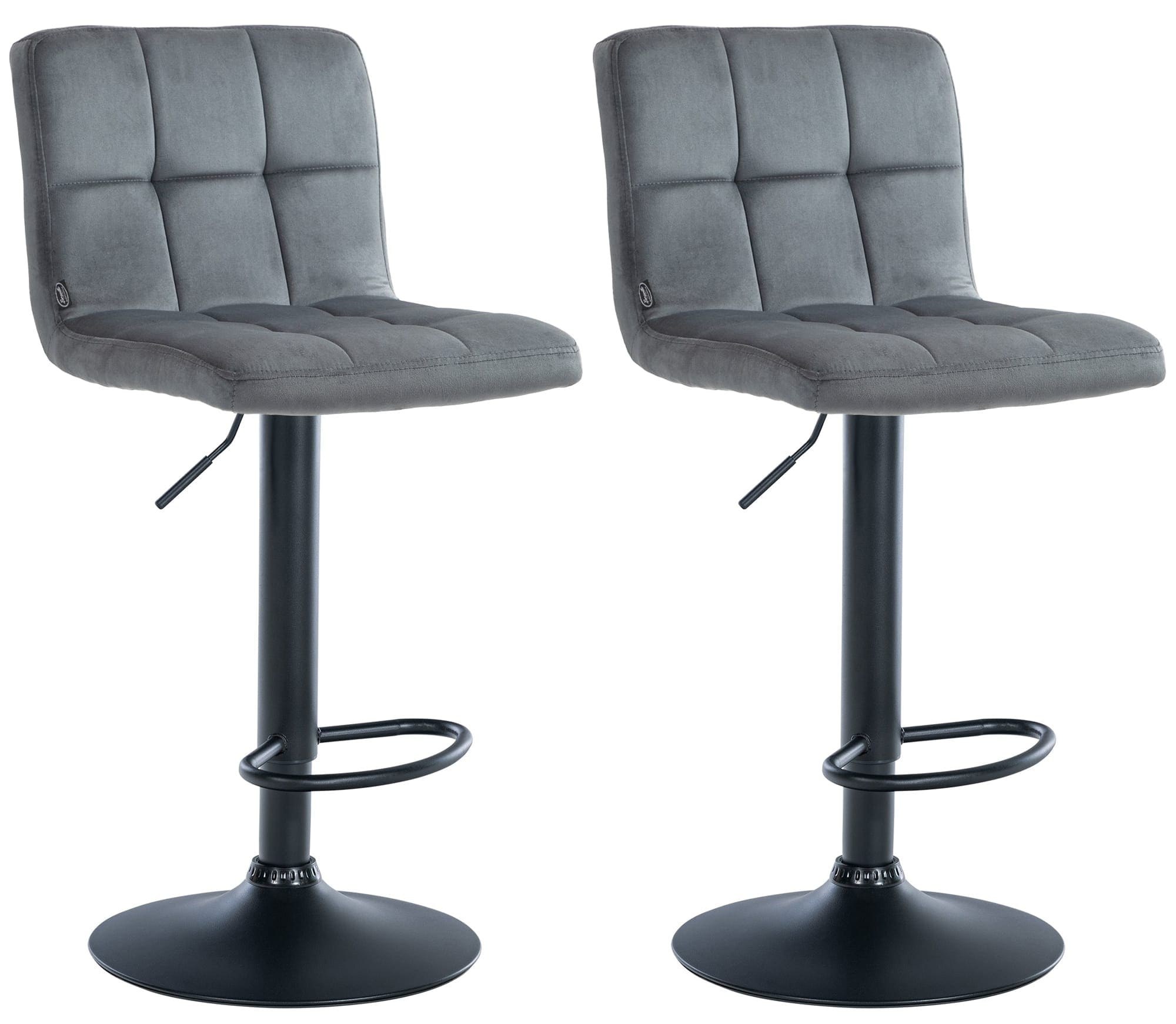 CLP 2er Set Barhocker Peru Samt I H&ouml;henverstellbarer Drehstuhl Mit Gestepptem Polster I Komfort Thekenhocker Mit Fu&szlig;st&uuml;tze Und Metallgestell - Bild 1