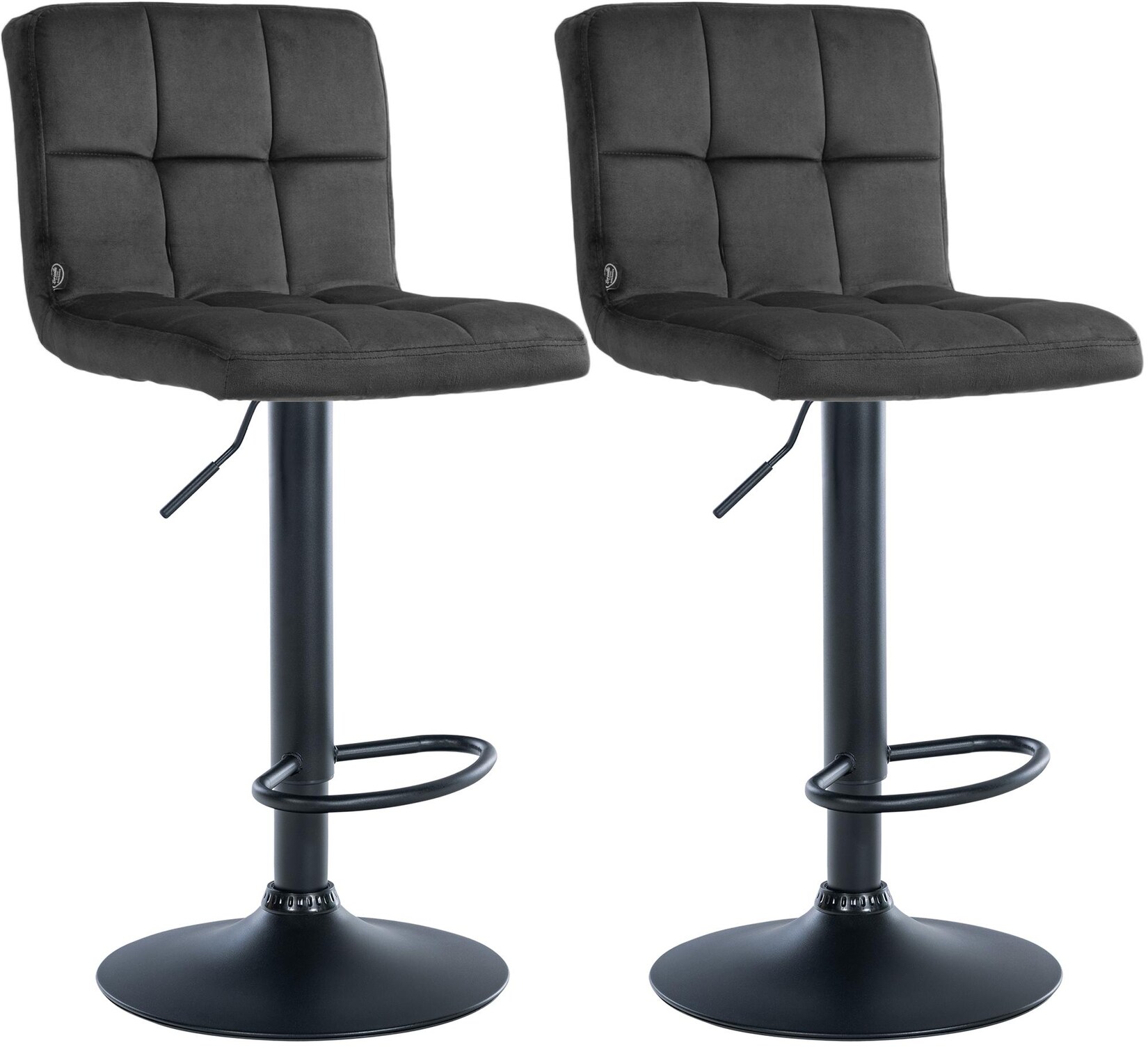 CLP 2er Set Barhocker Peru Samt schwarz Farbe: dunkelgrau, Gestell Farbe: schwarz