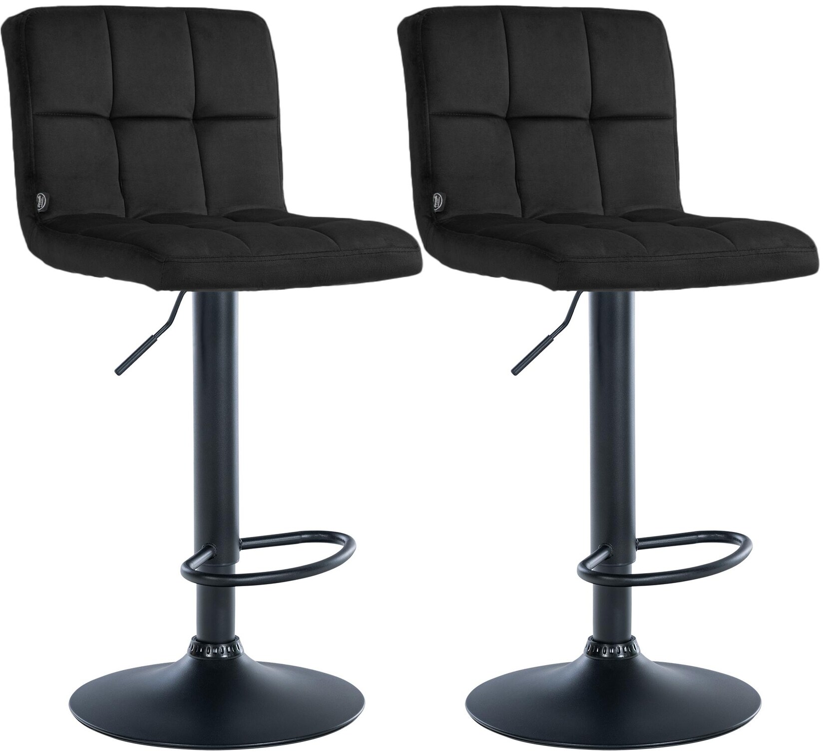 CLP Barhocker 2er Set höhenverstellbar mit Lehne Peru, Barstühle gepolstert Samtbezug, Tresenstühle mit Metallgestell drehbar
