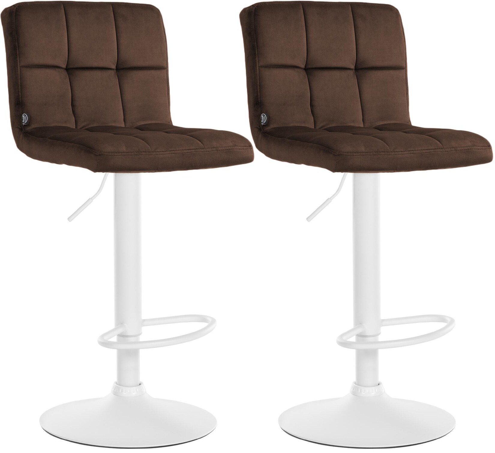 CLP Barhocker 2er Set höhenverstellbar mit Lehne Peru, Barstühle gepolstert Samtbezug, Tresenstühle mit Metallgestell drehbar