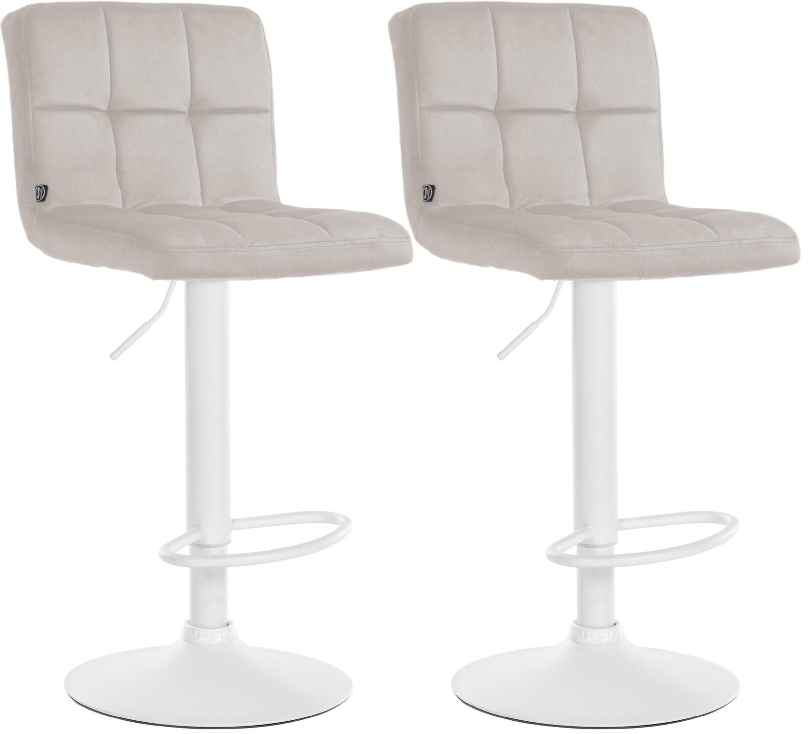 CLP Barhocker 2er Set höhenverstellbar mit Lehne Peru, Barstühle gepolstert Samtbezug, Tresenstühle mit Metallgestell drehbar