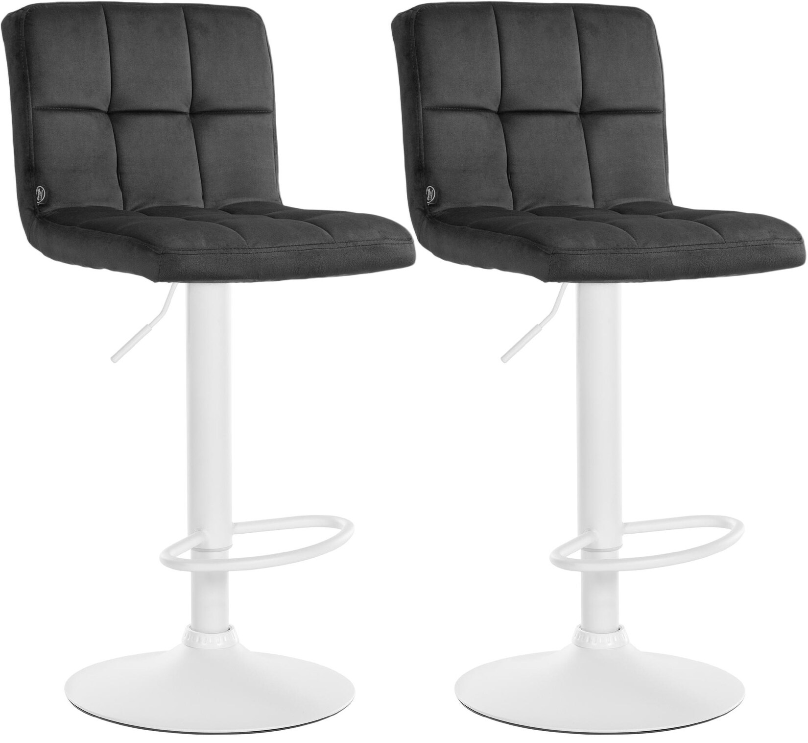 CLP Barhocker 2er Set höhenverstellbar mit Lehne Peru, Barstühle gepolstert Samtbezug, Tresenstühle mit Metallgestell drehbar