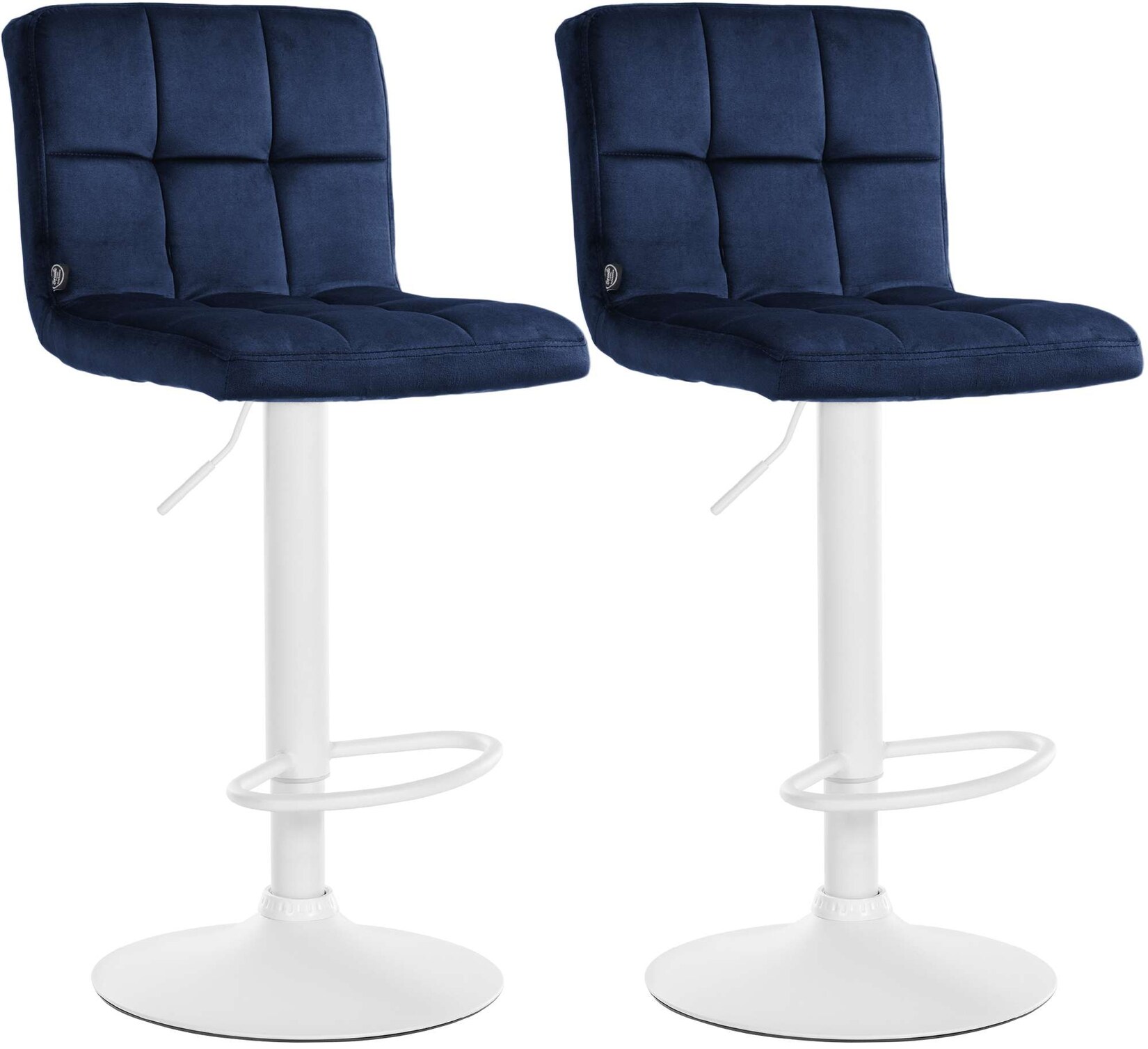 CLP Barhocker 2er Set höhenverstellbar mit Lehne Peru, Barstühle gepolstert Samtbezug, Tresenstühle mit Metallgestell drehbar