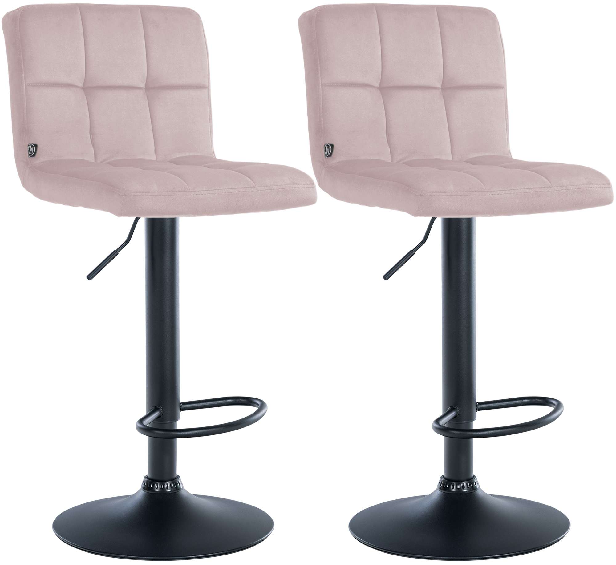 CLP Barhocker 2er Set h&ouml;henverstellbar mit Lehne Peru, Barst&uuml;hle gepolstert Samtbezug, Tresenst&uuml;hle mit Metallgestell drehbar - Bild 1