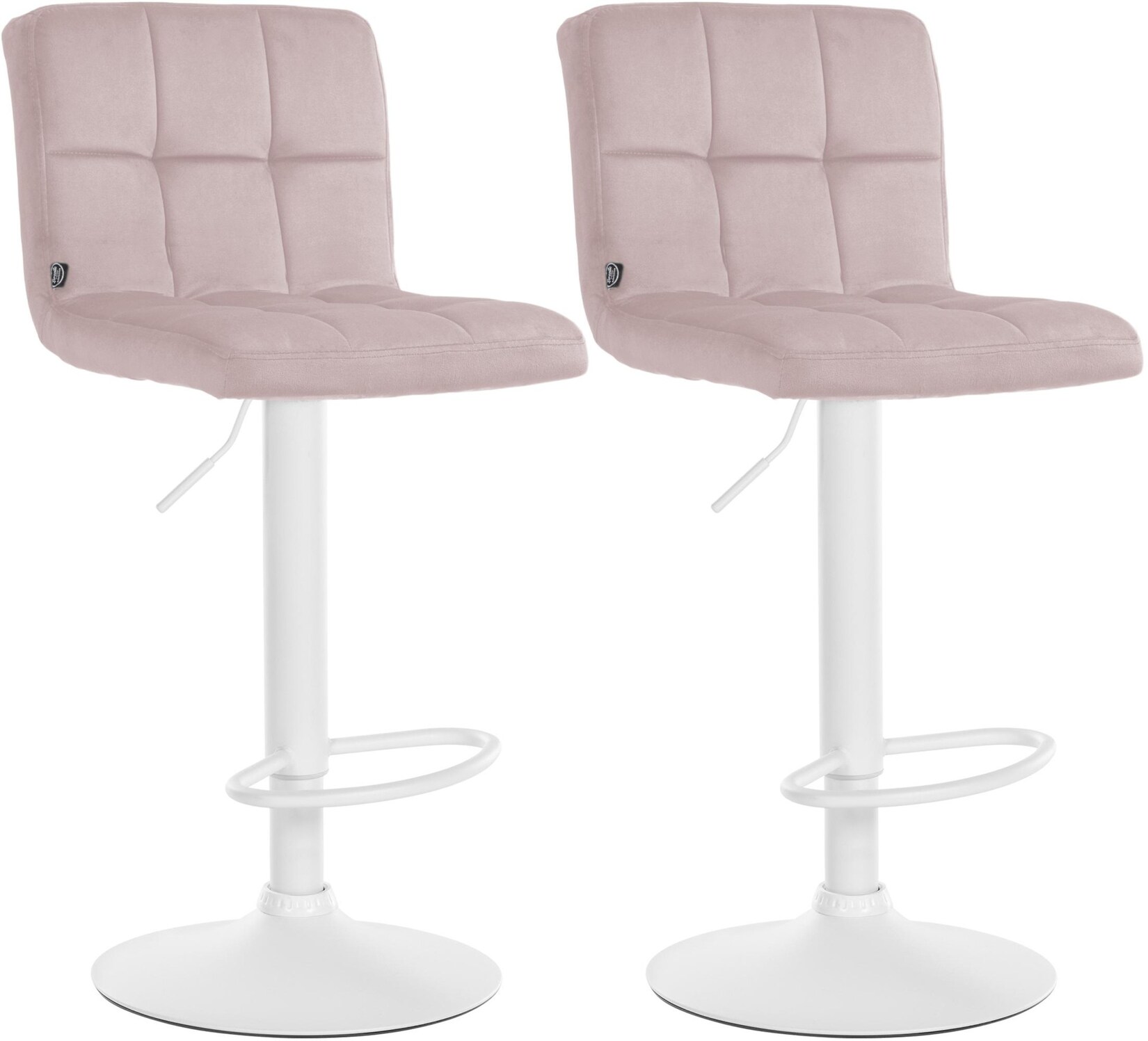 CLP Barhocker 2er Set höhenverstellbar mit Lehne Peru, Barstühle gepolstert Samtbezug, Tresenstühle mit Metallgestell drehbar