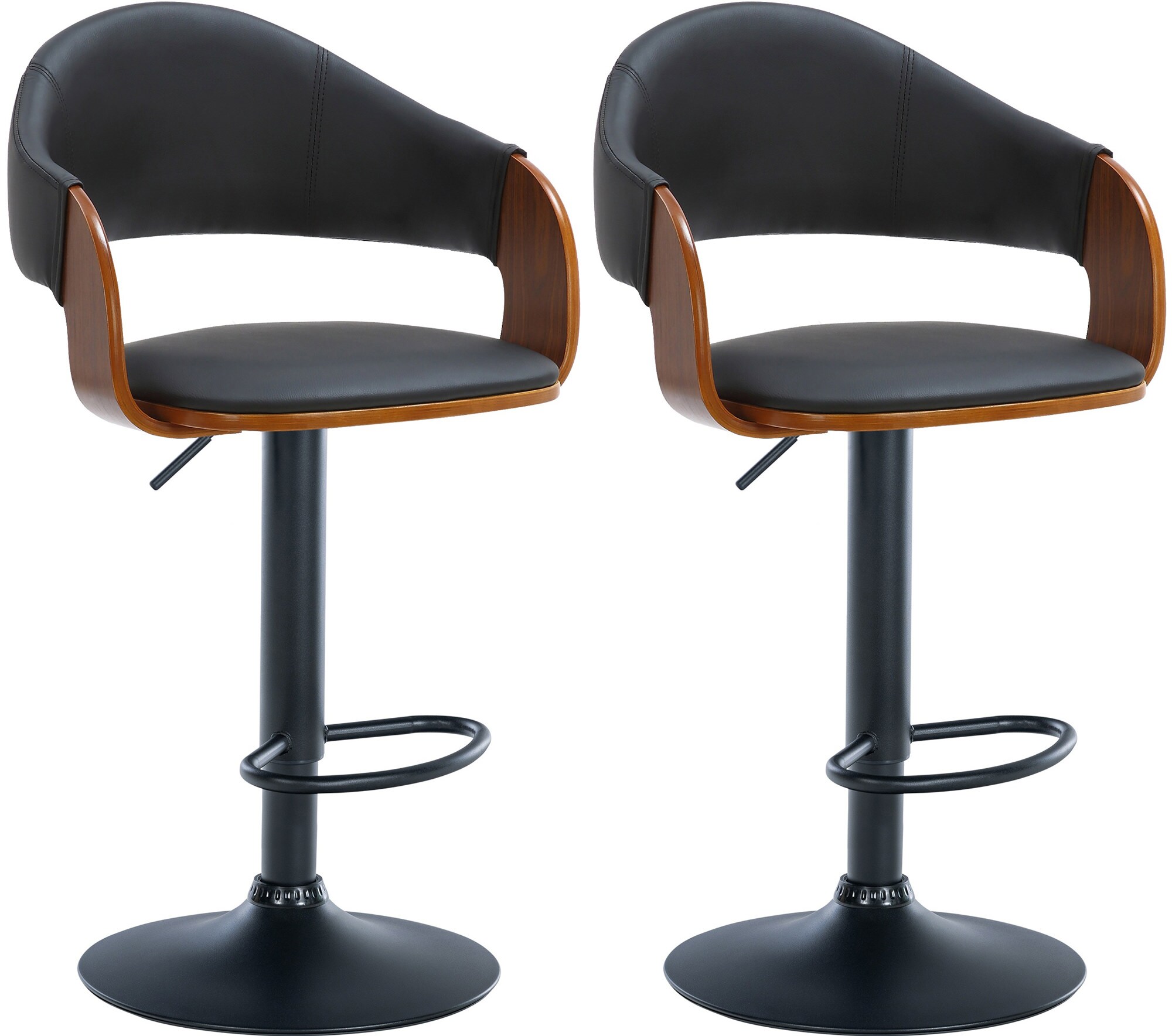 CLP 2er Set Barhocker Nilse Kunstleder I Barstuhl Mit Holzsitzschale I H&ouml;henverstellbares Metallgestell Mit Fu&szlig;st&uuml;tze - Bild 1