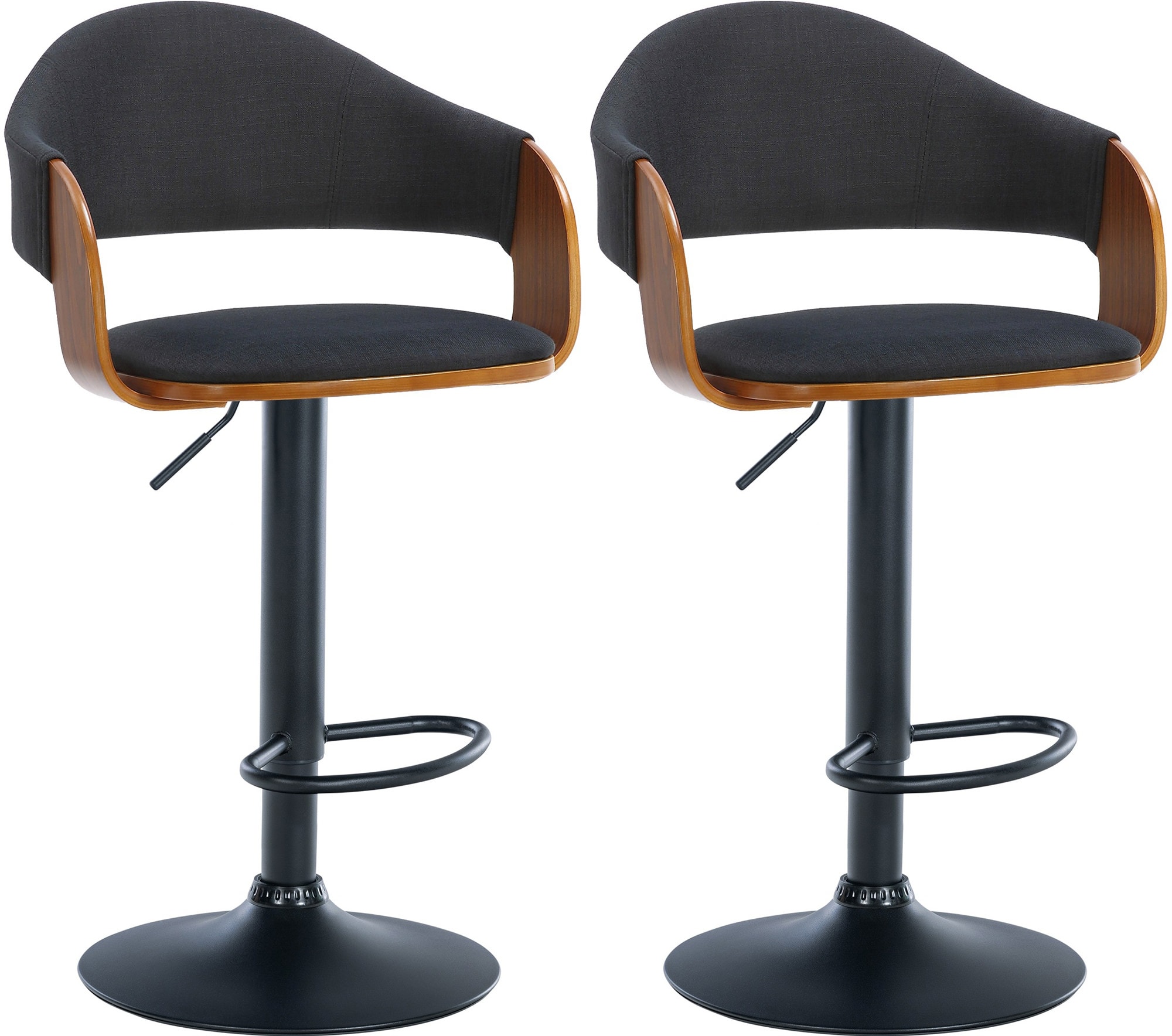CLP 2er Set Barhocker Nilse Stoff I Drehbarer Barstuhl Mit Holzsitzschale I H&ouml;henverstellbares Metallgestell Mit Fu&szlig;st&uuml;tze - Bild 1