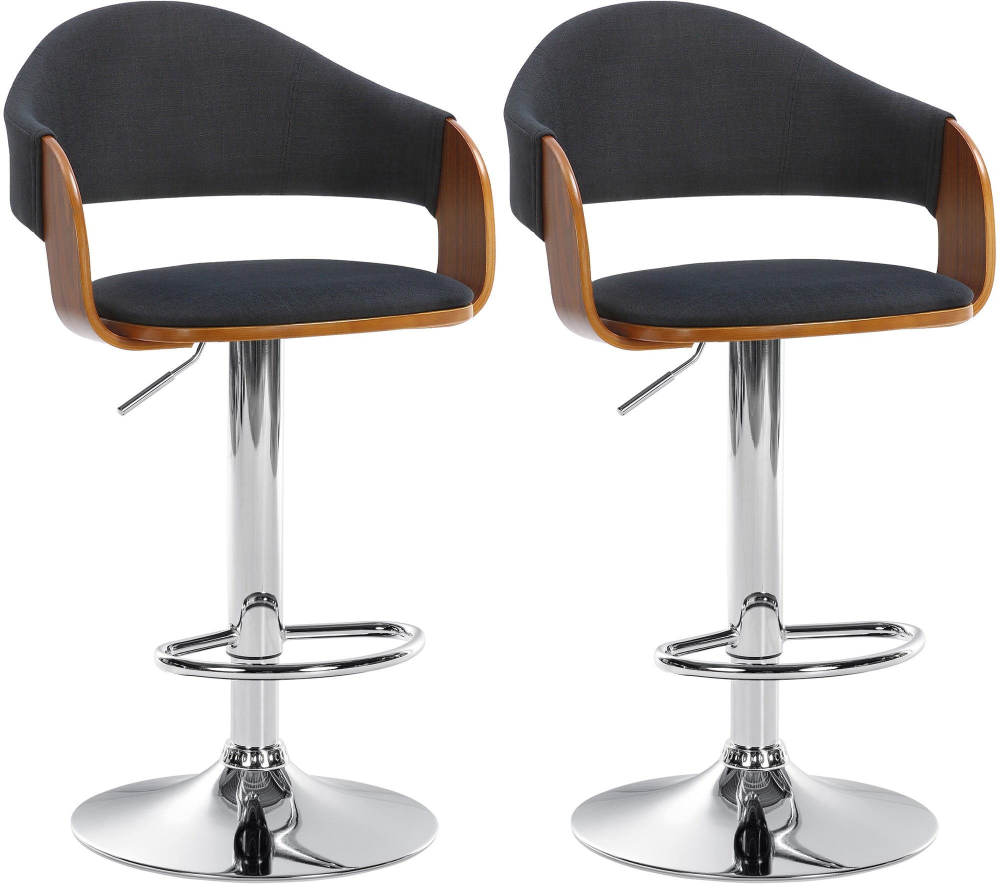 CLP 2er Set Barhocker Nilse Stoff I Drehbarer Barstuhl Mit Holzsitzschale I H&ouml;henverstellbares Metallgestell Mit Fu&szlig;st&uuml;tze - Bild 1