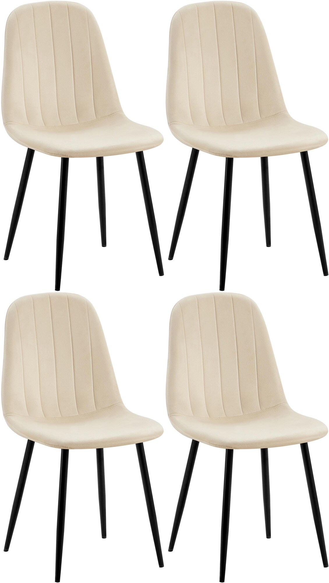 CLP 4er Set Esszimmerstuhl Baxter Samt I Gesteppter K&uuml;chenstuhl I Polsterstuhl Mit Metall-Gestell - Bild 1