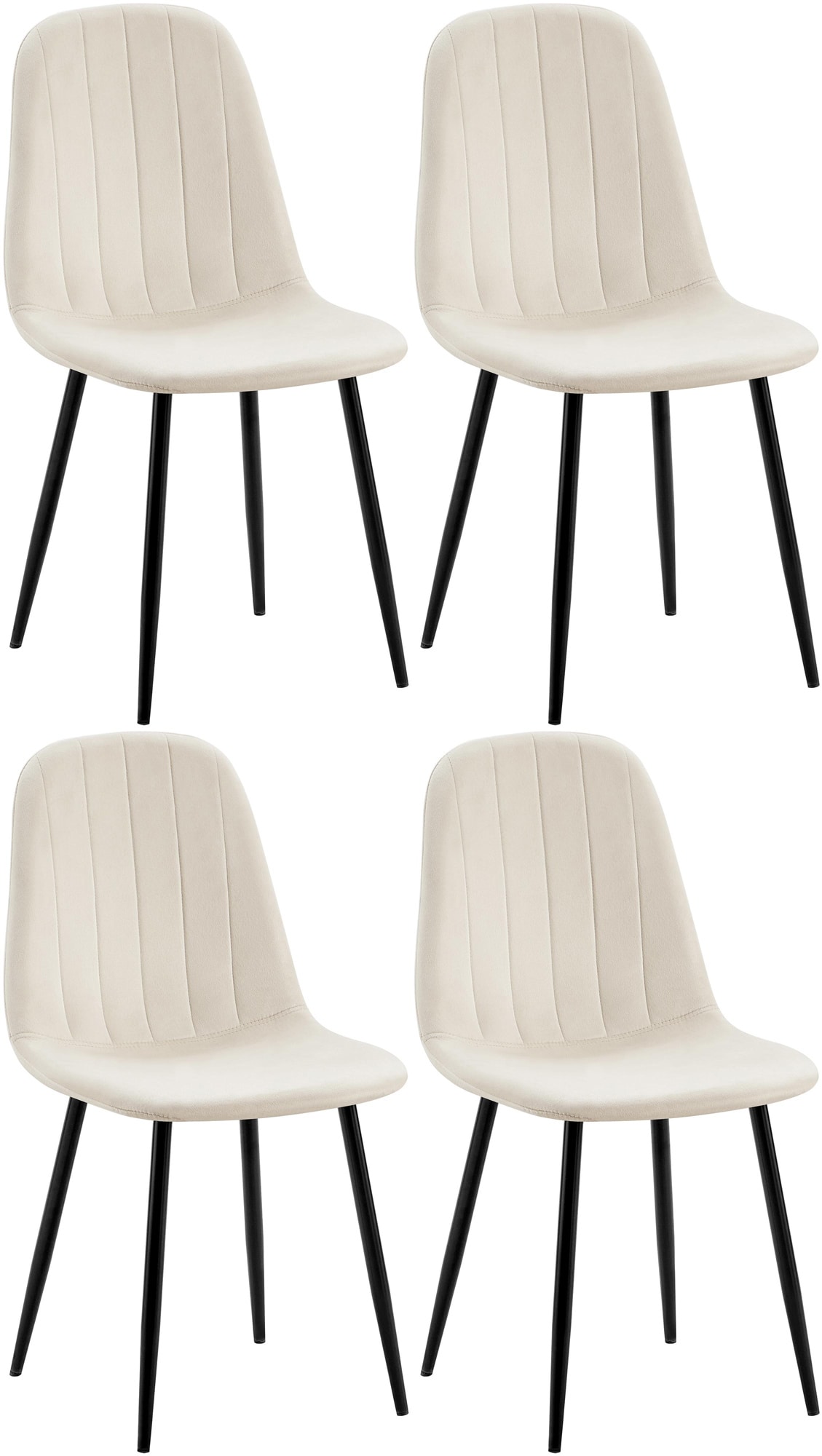 CLP 4er Set Esszimmerstuhl Baxter Samt I Gesteppter K&uuml;chenstuhl I Polsterstuhl Mit Metall-Gestell - Bild 1