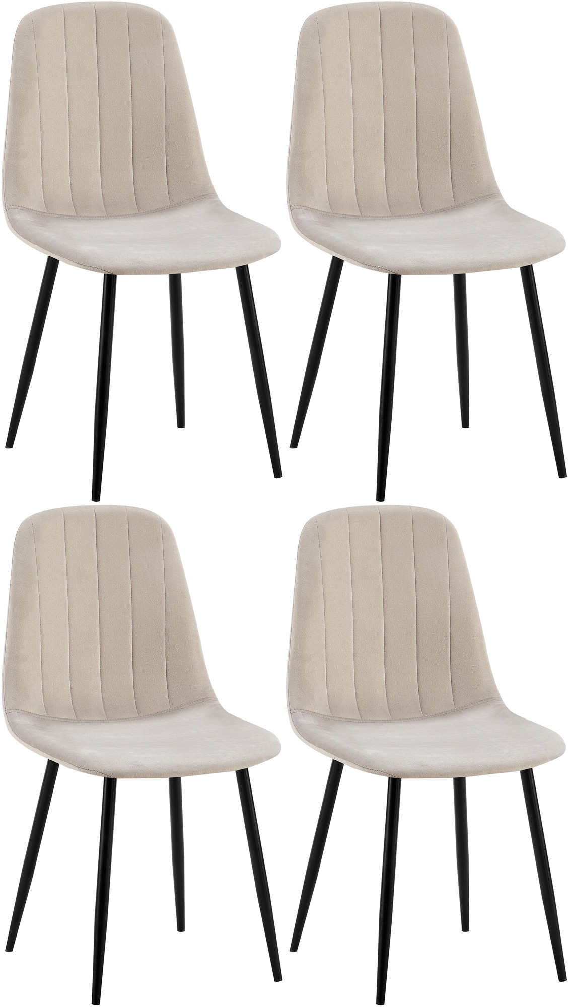 CLP 4er Set Esszimmerstuhl Baxter Samt I Gesteppter K&uuml;chenstuhl I Polsterstuhl Mit Metall-Gestell - Bild 1