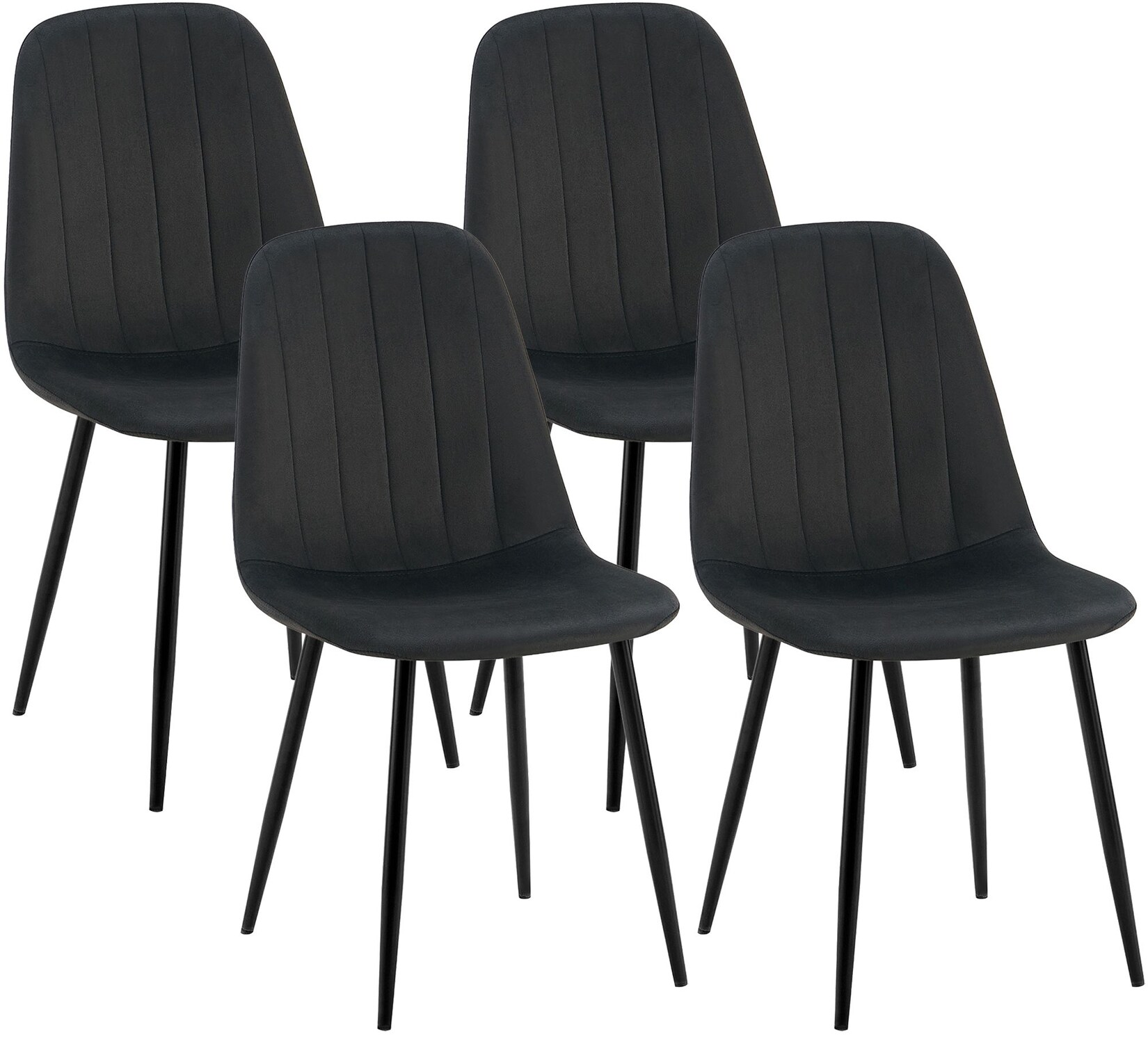 CLP 4er Set Esszimmerstuhl Baxter Samt Farbe: schwarz